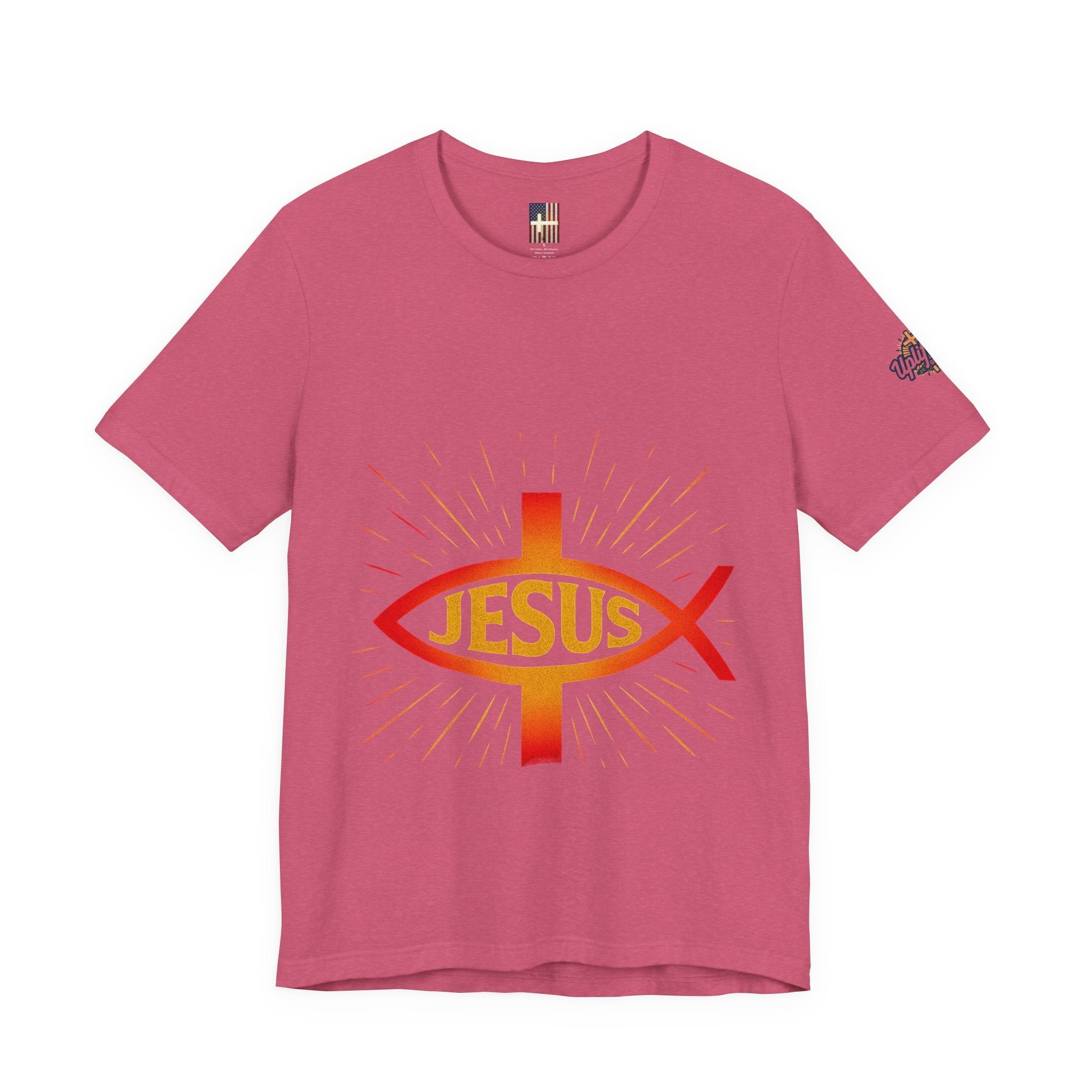 Jesus Ichthys T-shirt – Christian Fish Symbol with Cross & Jesus Inscription T-shirt for Eternal Faith & Streetwear Printify
