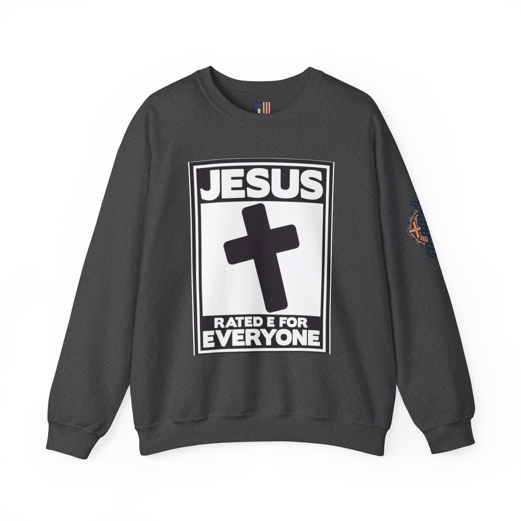 Jesus, Rated E for Everyone Sweatshirt - Gamer Faith Sweatshirt - Christian Video Game Parody Printify