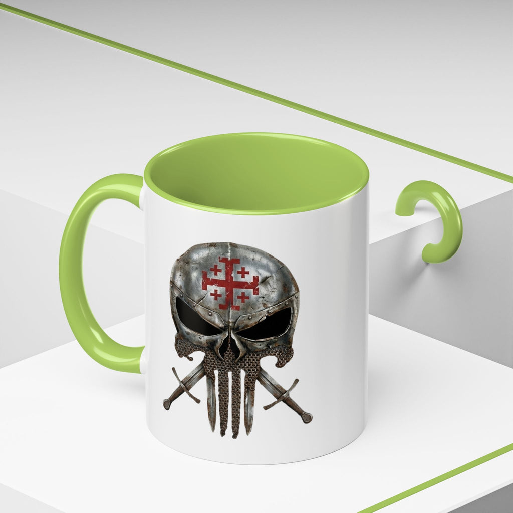 Crusader Knight Coffee Mug — 'Armor of God' Christian Skull 11/15oz Accent Mug Printify