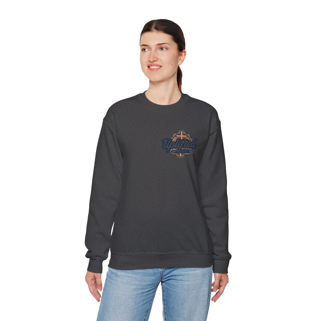 Walk by Faith, Not by Sight Sweatshirt – Moonlit Footprints Christian Sweatshirt for Cozy Nights Printify