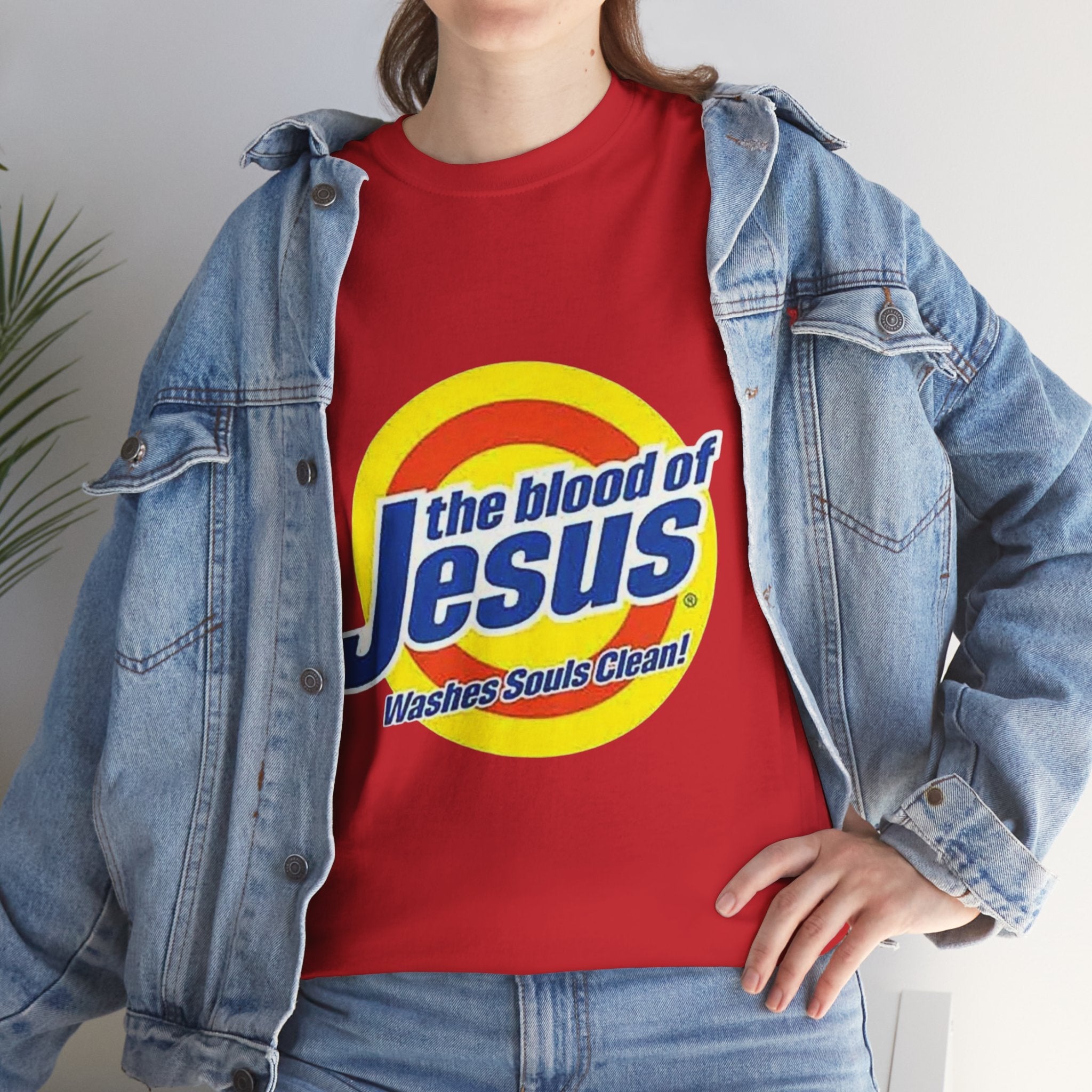 Blood of Jesus Washes Souls Clean T-shirt - Funny Tide Parody - Christian Faith T-shirt Printify