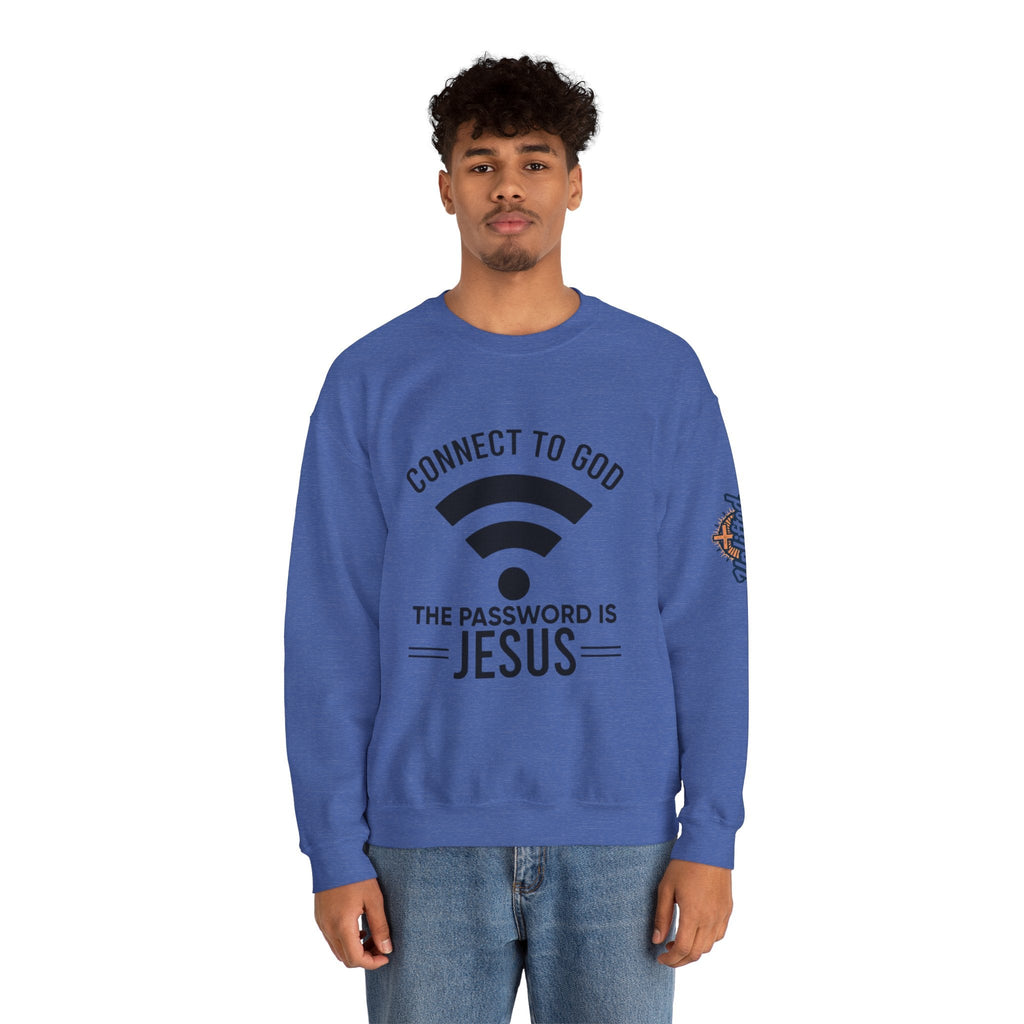 Connect to God Sweatshirt - WIFI Password is Jesus - Funny Christian Faith Sweatshirt Printify