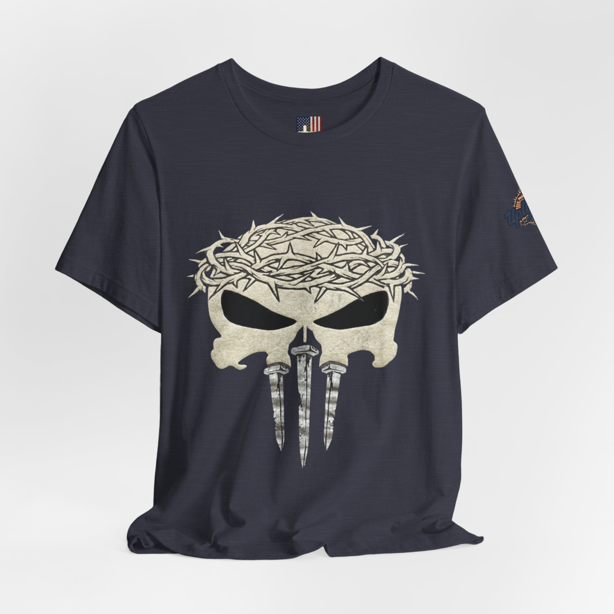 Christian Skull T-shirt - Crown of Thorns & Nails - Warrior Faith T-shirt Printify