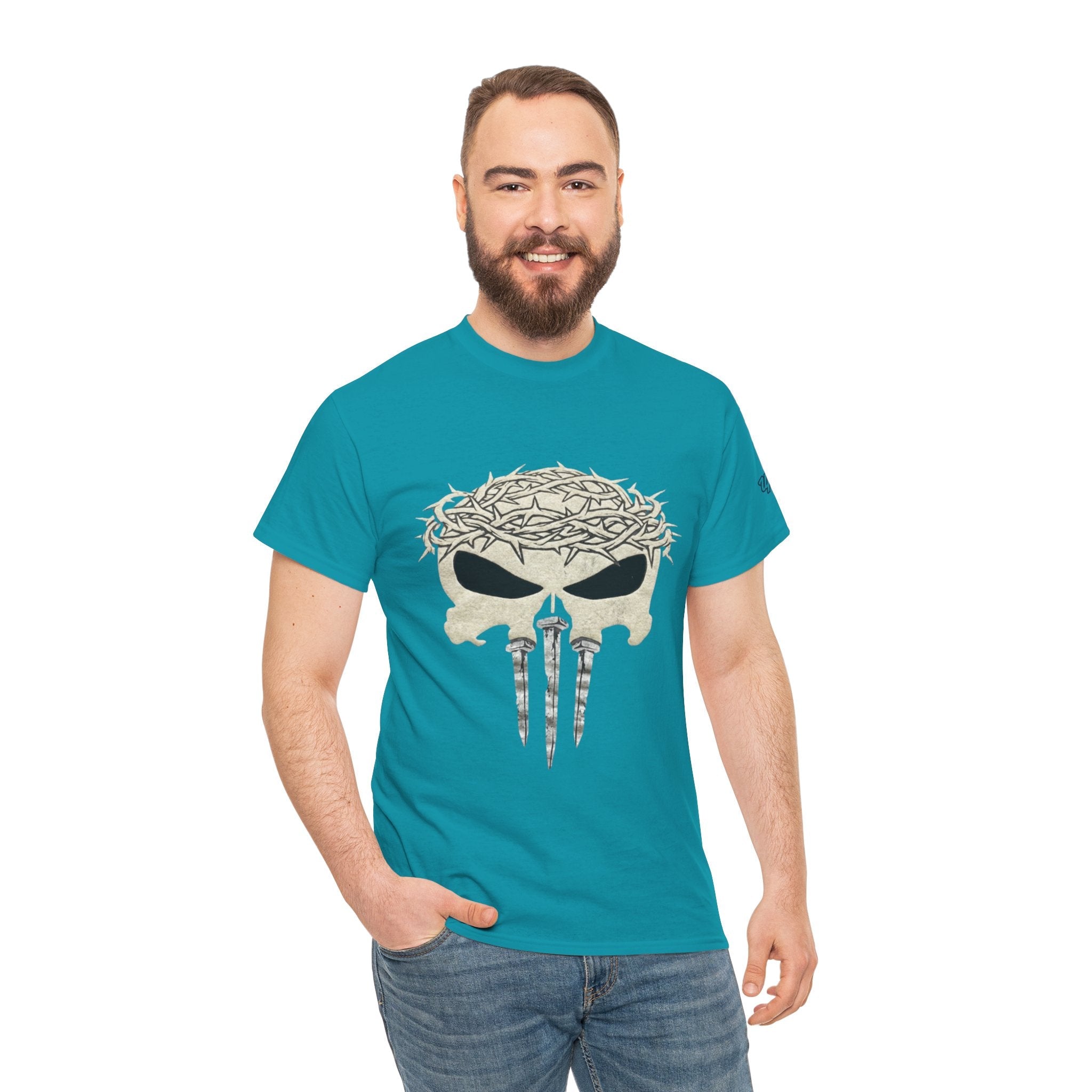 Christian Skull T-shirt - Crown of Thorns & Nails - Warrior Faith T-shirt Printify