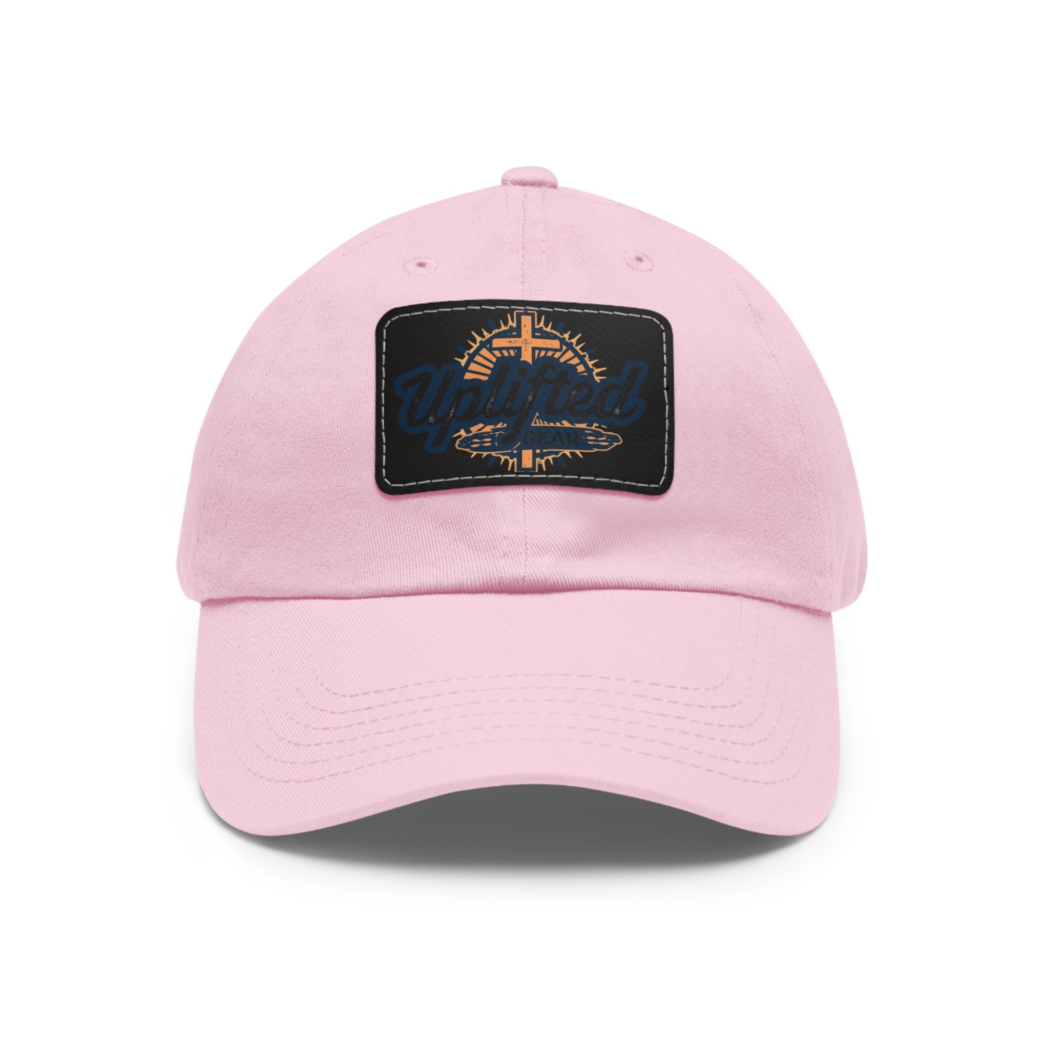 Uplifted Gear Leather Patch Dad Hat — Vintage Aviation Logo Cap Printify