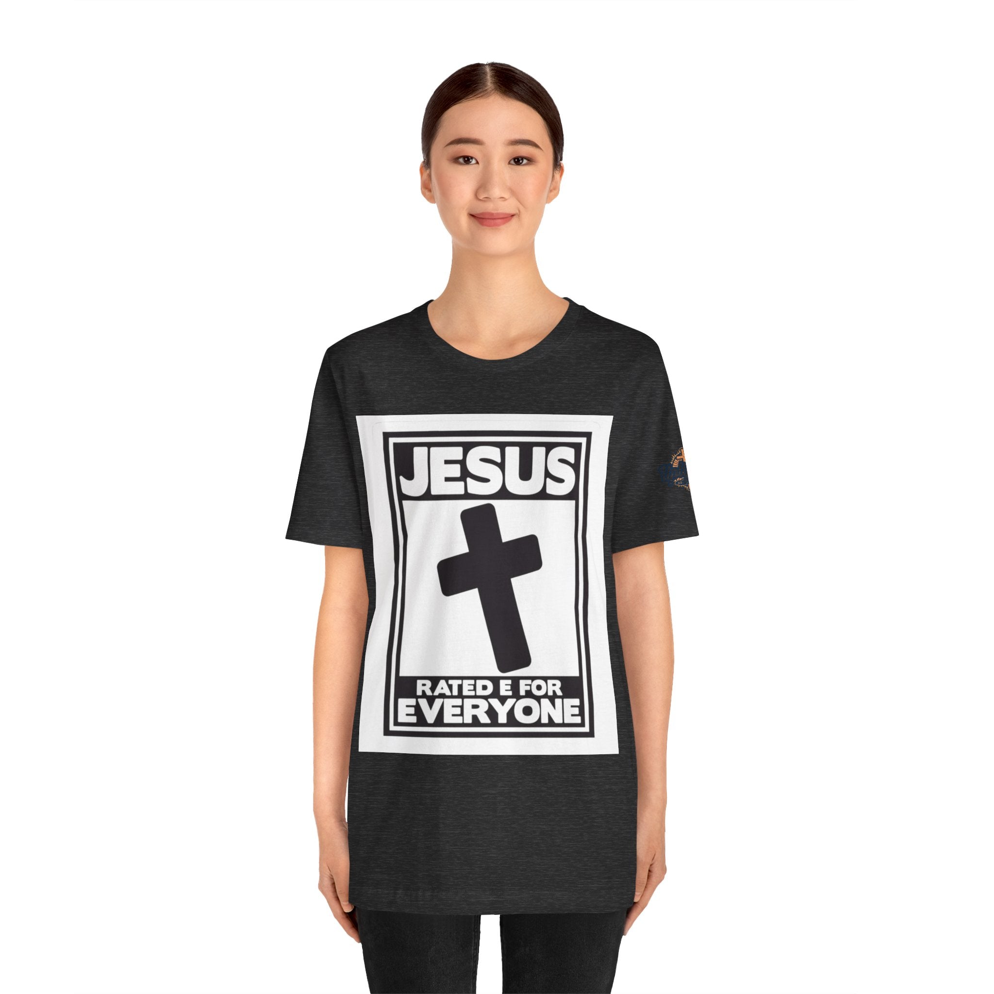 Jesus, Rated E for Everyone T-shirt - Gamer Faith T-shirt - Christian Video Game Parody Printify