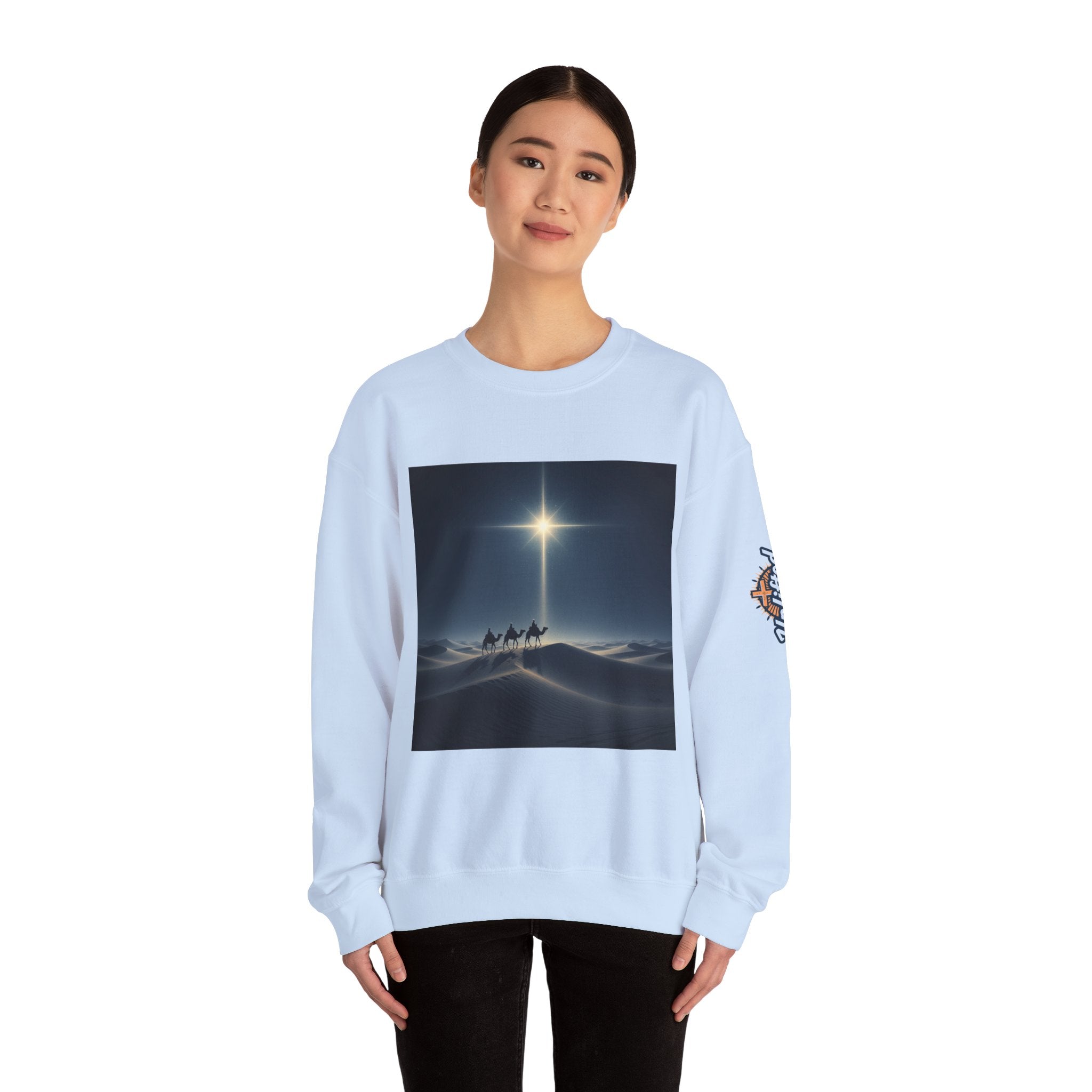 3 Wise Men Sweatshirt – Magi Camels Nativity Journey Christian Christmas Sweatshirt for Epiphany Faith & Holy Night Printify