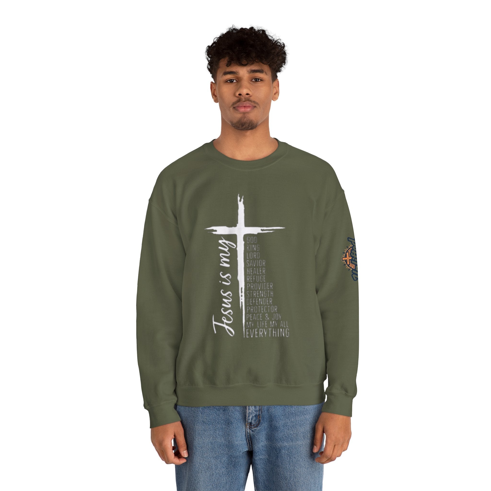 Jesus Is My Everything Sweatshirt – Cross List God King Lord Savior Christian Sweatshirt for Total Surrender Faith Printify
