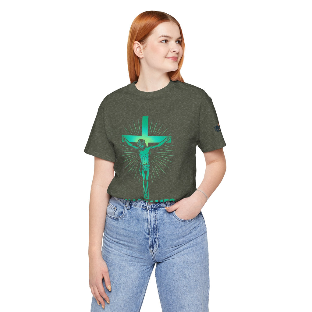 Unashamed T-shirt – Romans 1:16 Crucifixion Christian t-shirt for Bold Unwavering Faith Printify