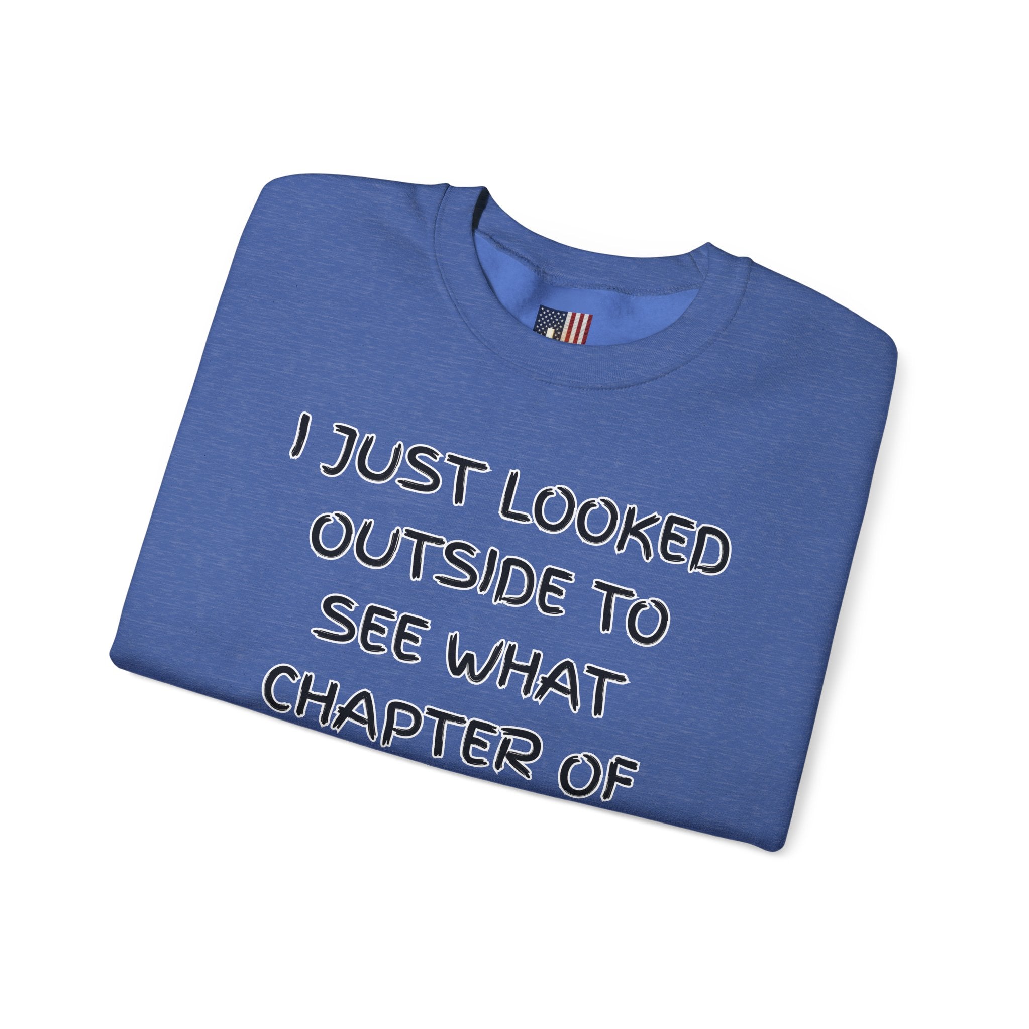 What Chapter of Revelation Sweatshirt – I Looked Outside My Window Christian Sweatshirt for End Times Humor & Faith Printify