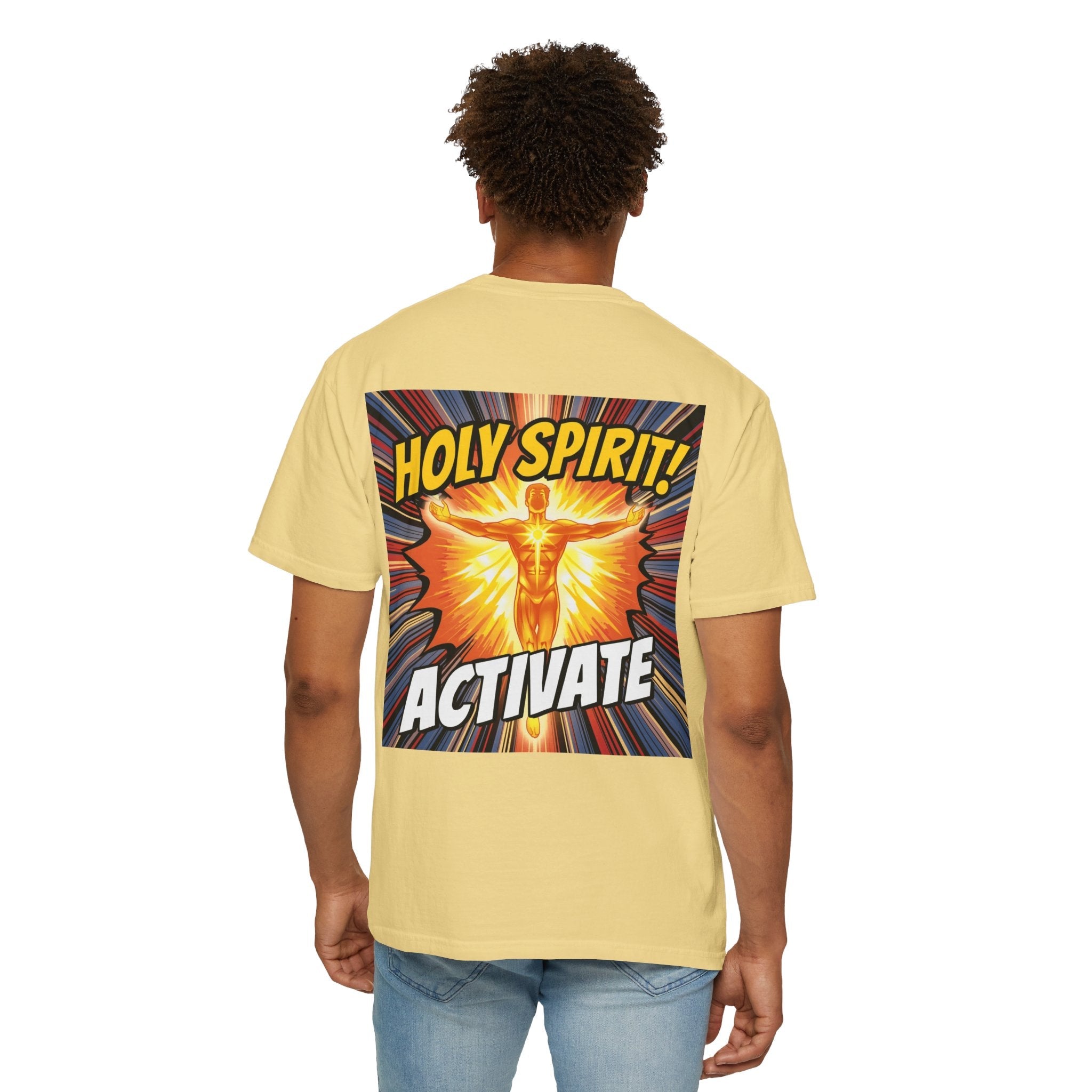 Holy Spirit Activate T-shirt – Superhero Christian T-shirt with Vibrant Power-Up Design for Faith-Fueled Boldness Printify
