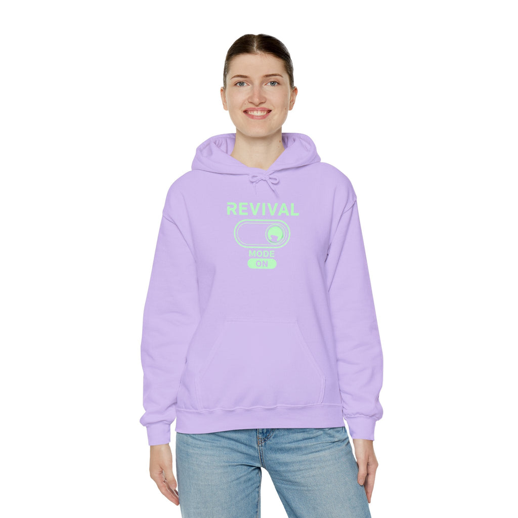 🔥 Revival Mode: ON – Christian Techwear Hoodie | Glowing Green Faith Switch | Futuristic Jesus Shirt | Activate Your Spiritual Awakening | Uplifted Gear Printify