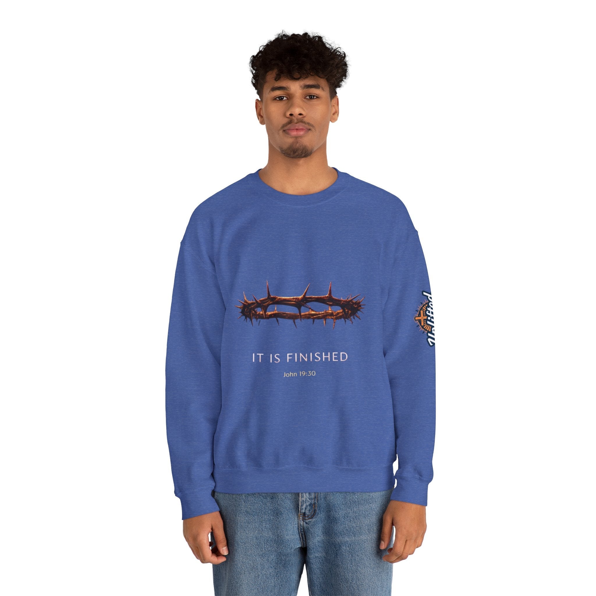 It Is Finished Crown of Thorns Sweatshirt — Christian John 19:30 Faith Sweatshirt Printify