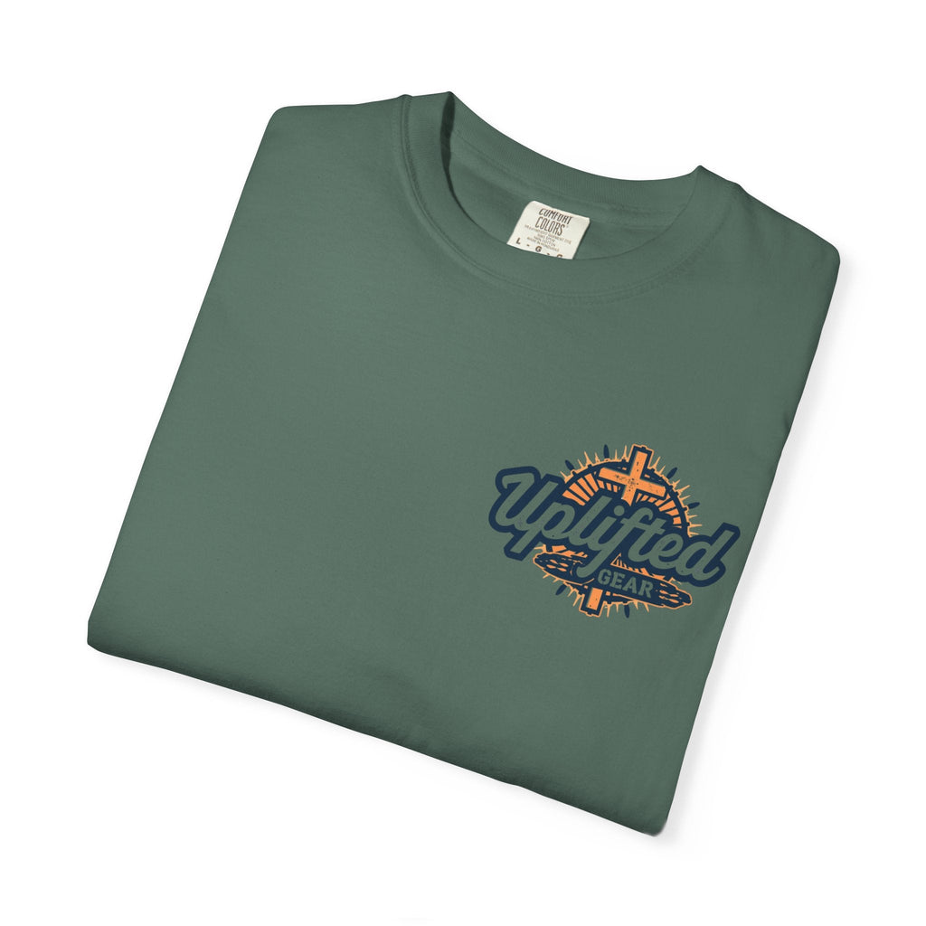 ✨ Chosen. Loved. Redeemed. – Elegant Christian T-Shirt | Gold Foil Faith Tee | Subtle Cross & Heart Design | Inspirational Bible Verse Apparel by Uplifted Gear Printify