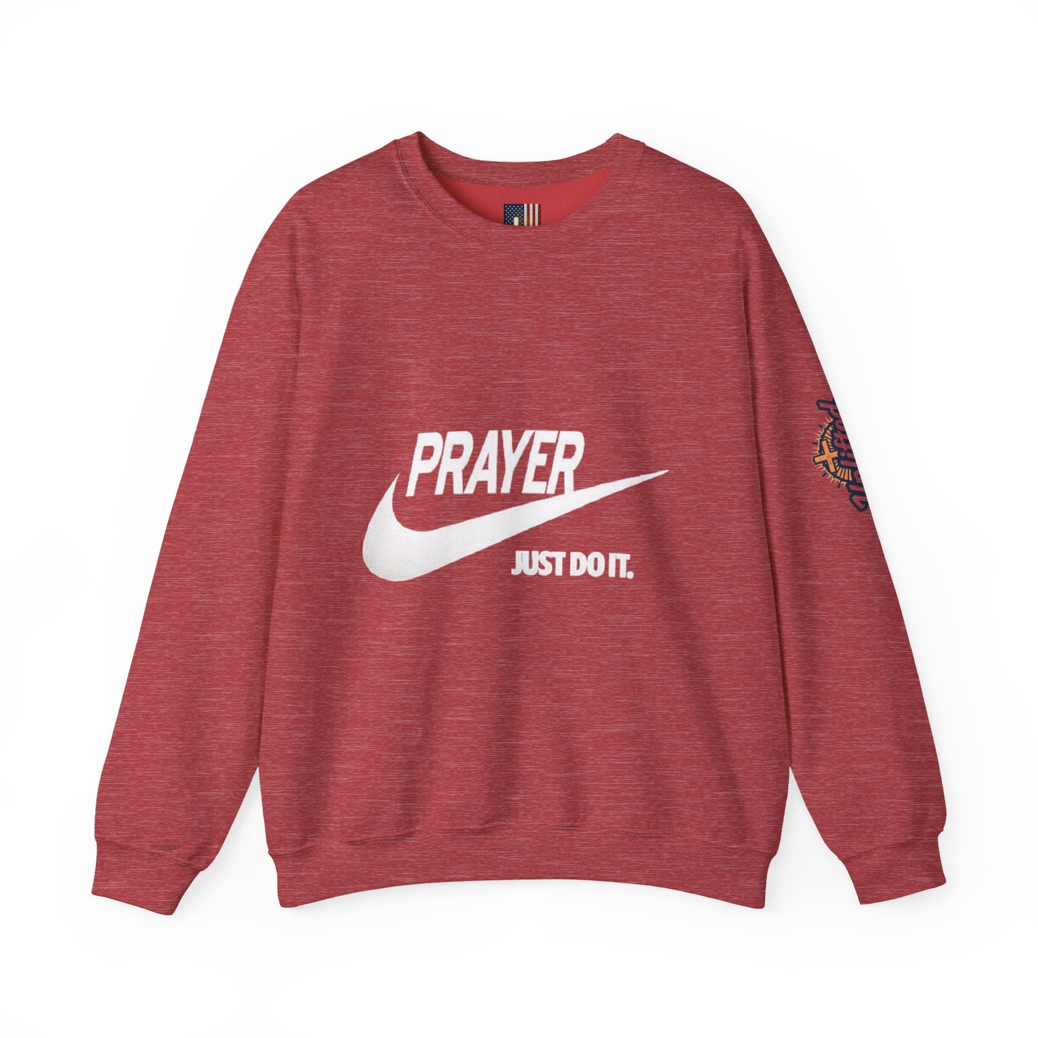 Prayer Just Do It Sweatshirt - Funny Christian Nike Parody Sweatshirt - Faith Gear Printify