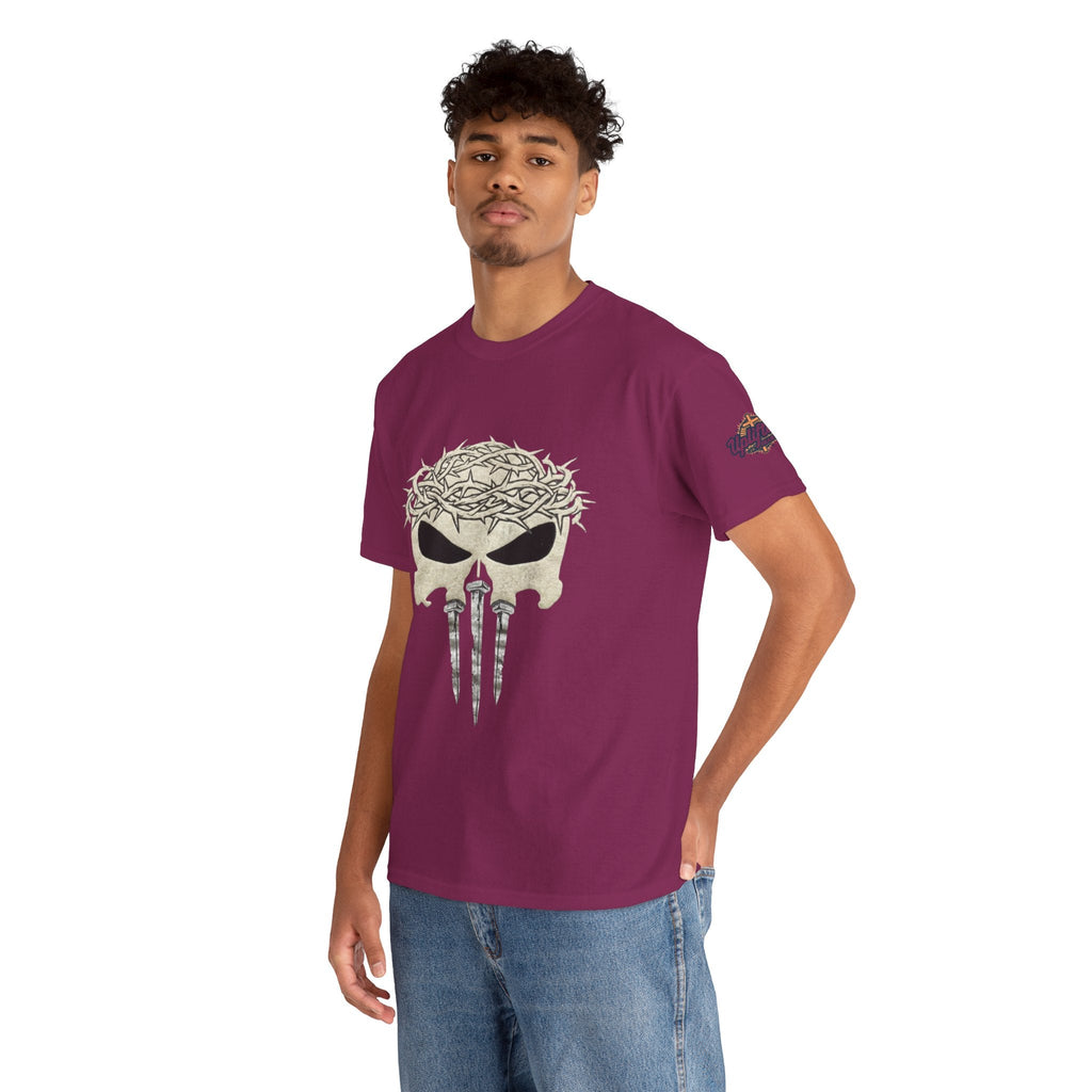 Christian Skull T-shirt - Crown of Thorns & Nails - Warrior Faith T-shirt Printify
