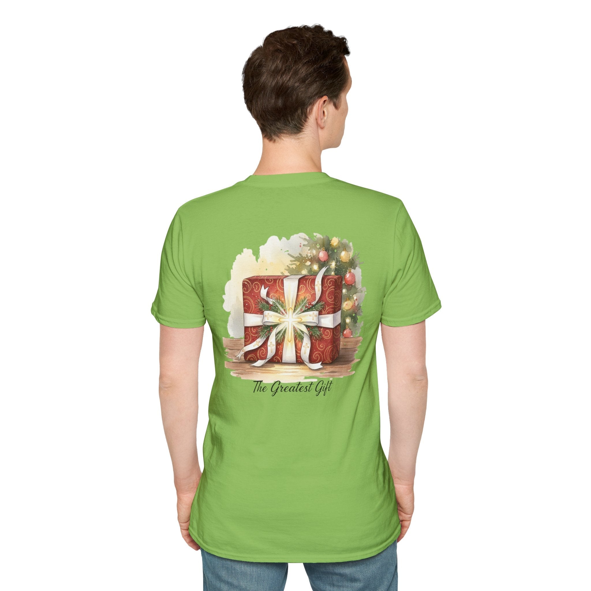 The Greatest Gift T-shirt – Cross Bow Present Christian T-shirt for Christmas Salvation & Eternal Faith Printify