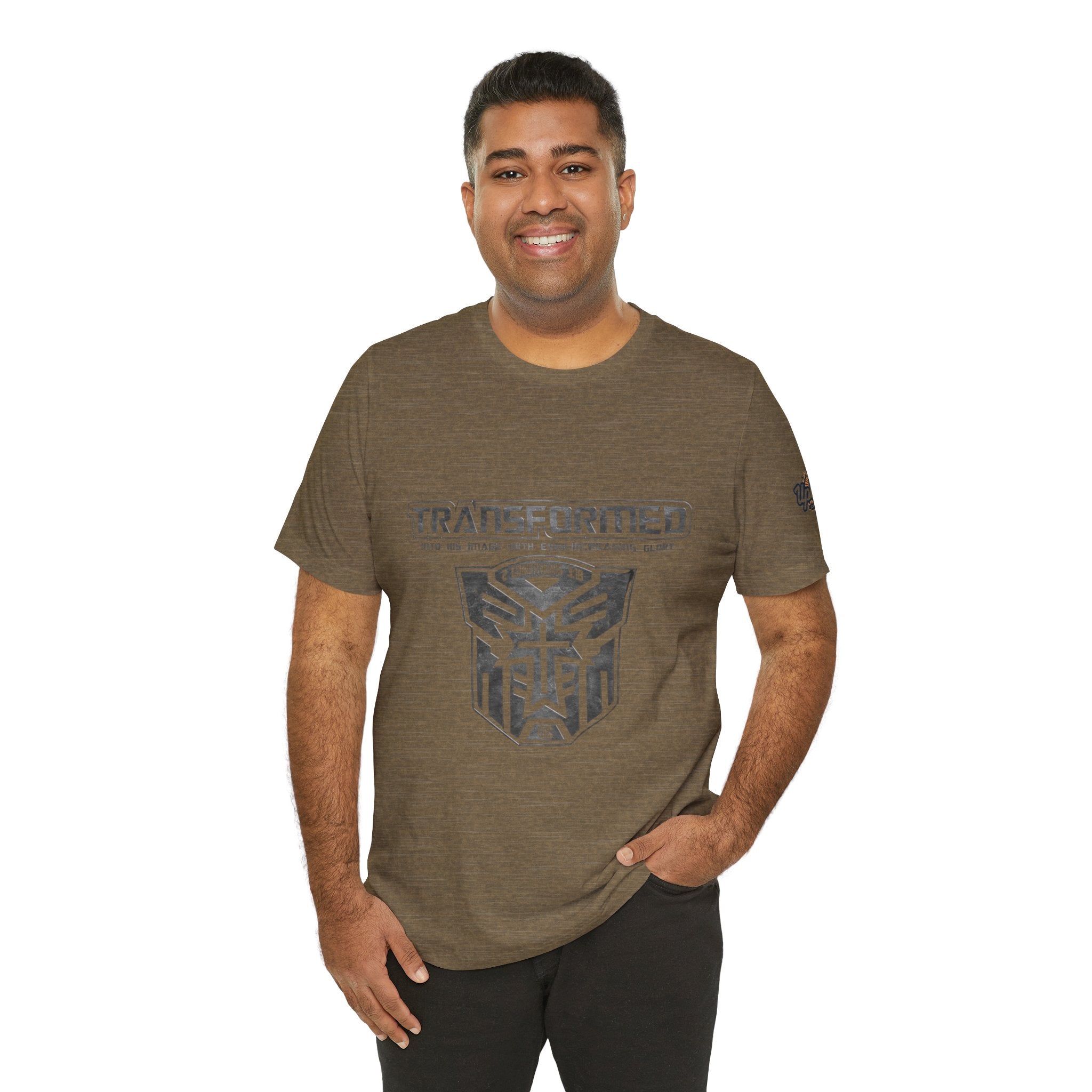 Transformer Logo Christian T-shirt | 2 Corinthians 3:18 Bible Verse T-shirt Printify