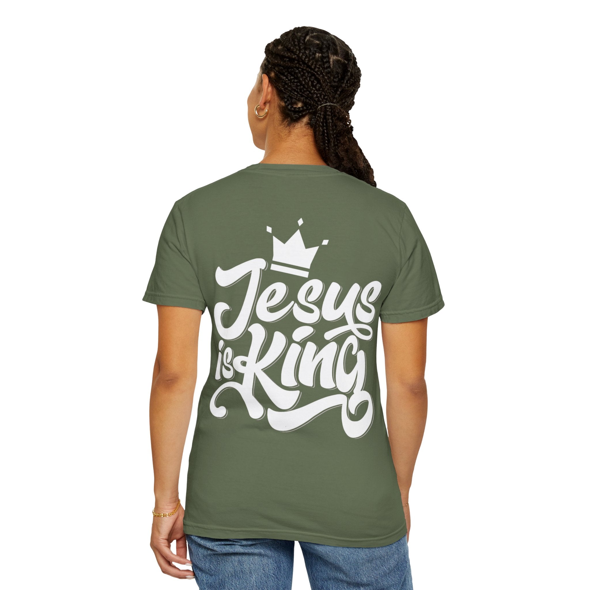 Jesus is King T-Shirt – Bold Christian Faith Tee with Crown & Cross for Eternal Reign Printify