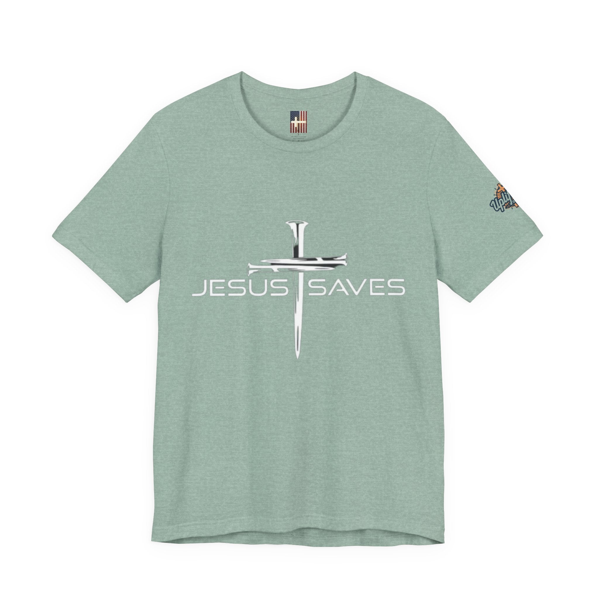 Jesus Saves T-shirt – 3 Nails Crucifix Cross Christian T-shirt for Redemption Faith & Bold Salvation Printify
