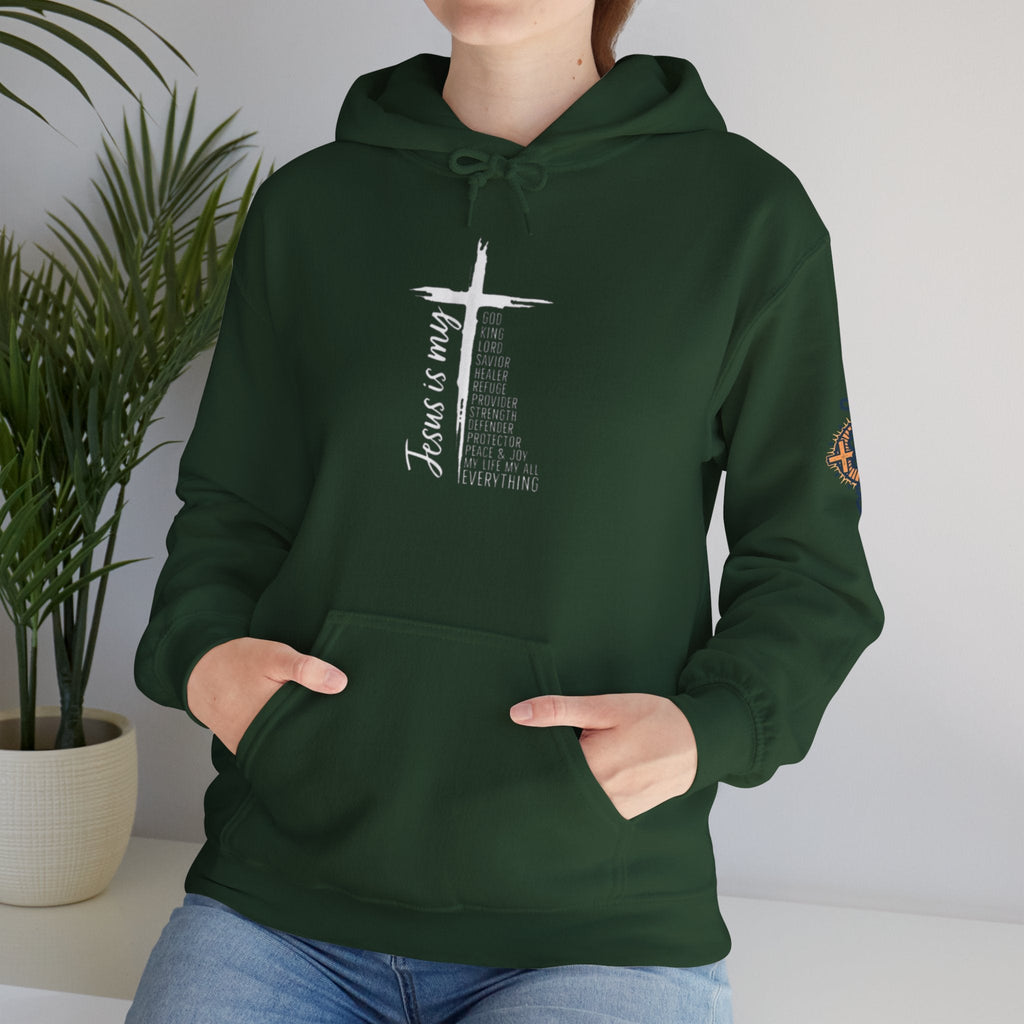 Jesus Is My Everything Hoodie – Cross List God King Lord Savior Christian Sweatshirt for Total Surrender Faith Printify
