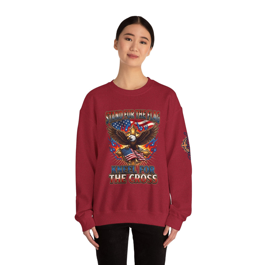 Stand for the Flag Kneel for the Cross Sweatshirt | Patriotic Eagle Sweatshirt Printify