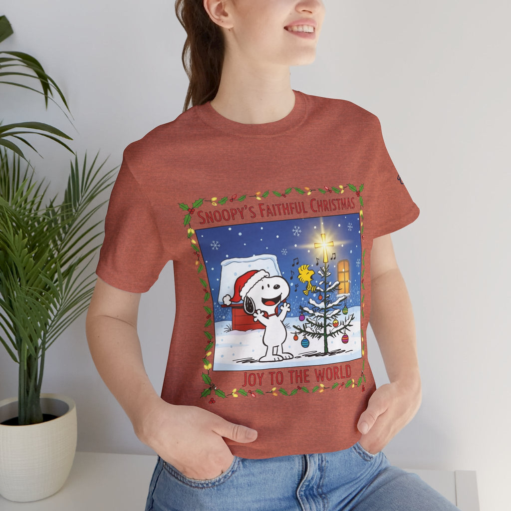 🎄 Faithful Christmas Friends – Christian Holiday T-Shirt | Festive Tree & Cartoon Duo | Heartwarming Christmas Tee by Uplifted Gear Printify