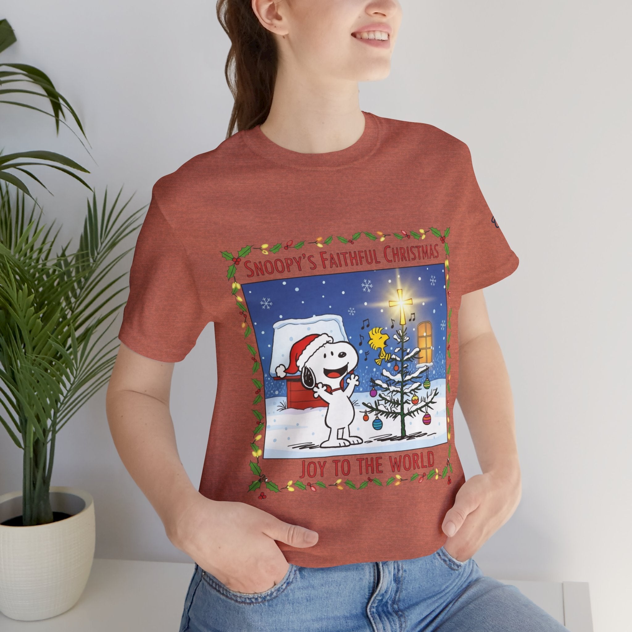 🎄 Faithful Christmas Friends – Christian Holiday T-Shirt | Festive Tree & Cartoon Duo | Heartwarming Christmas Tee by Uplifted Gear Printify