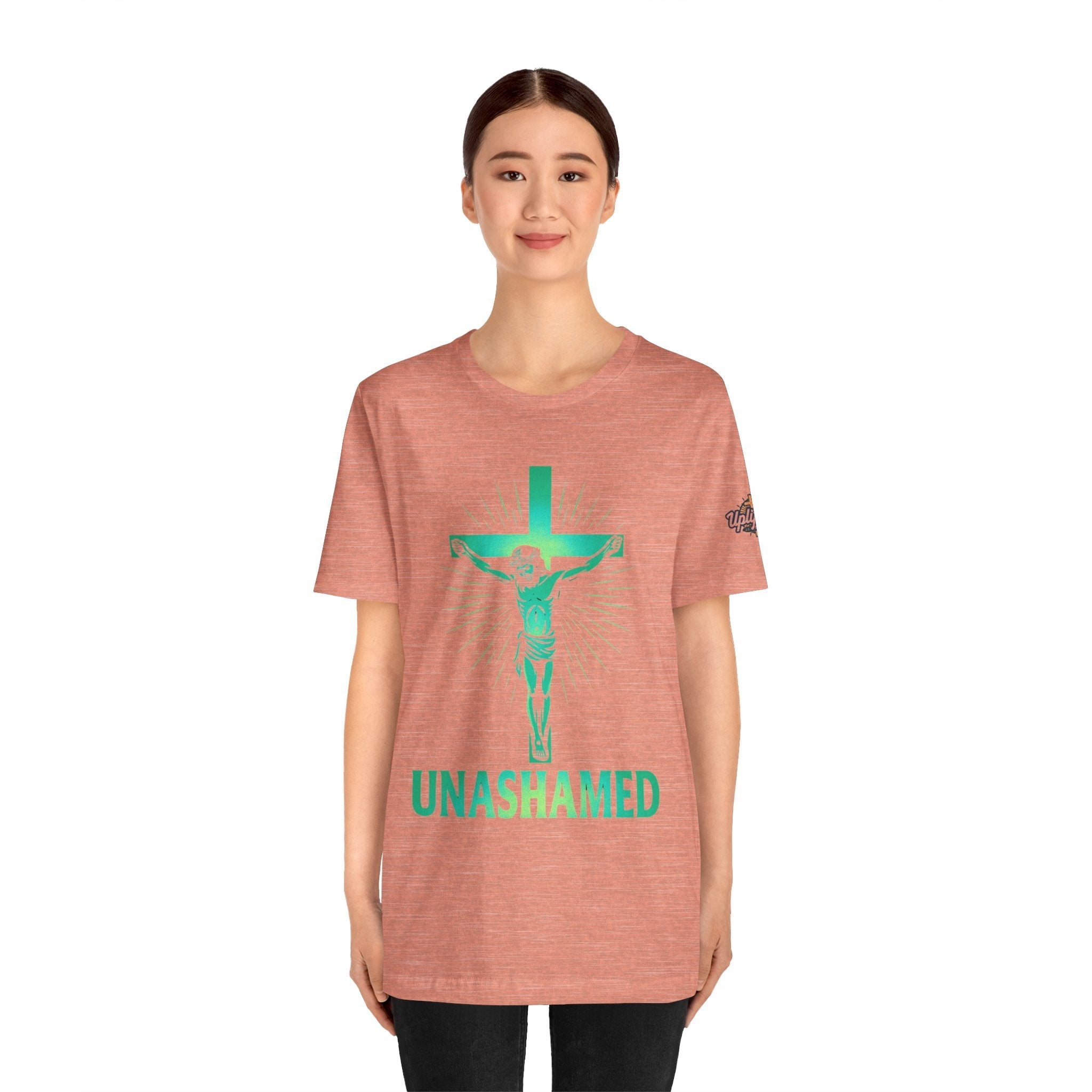 Unashamed T-shirt – Romans 1:16 Crucifixion Christian t-shirt for Bold Unwavering Faith Printify