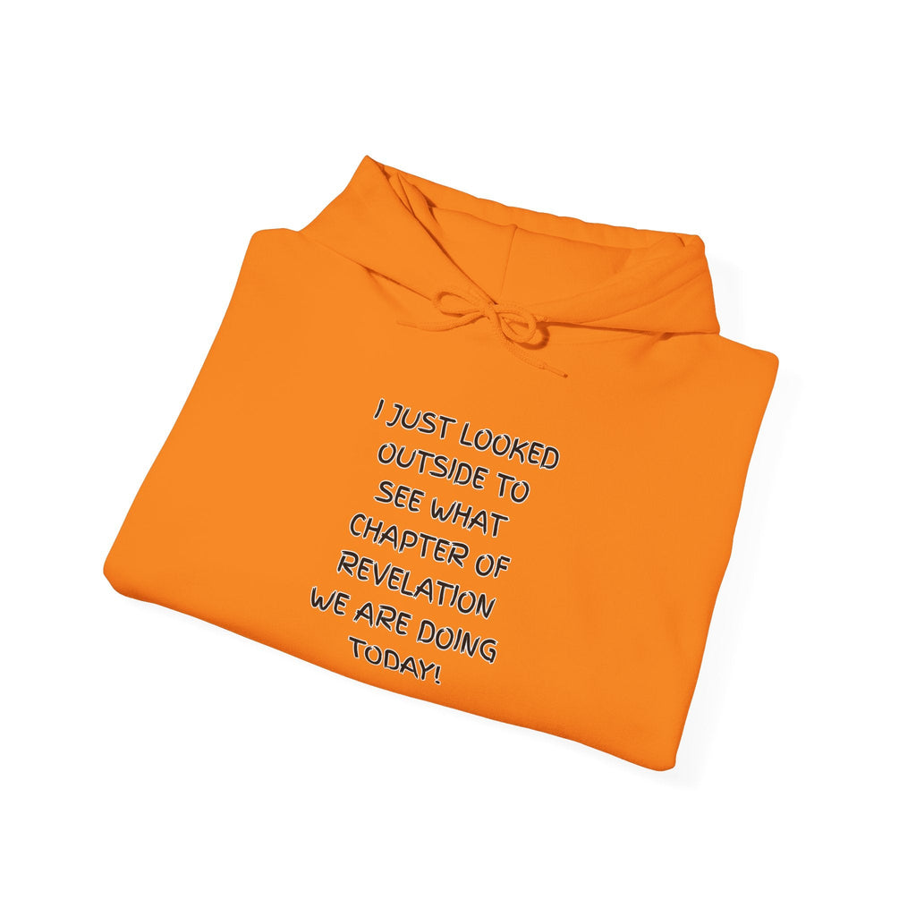 What Chapter of Revelation Hoodie – I Looked Outside My Window Christian Sweatshirt for End Times Humor & Faith Printify
