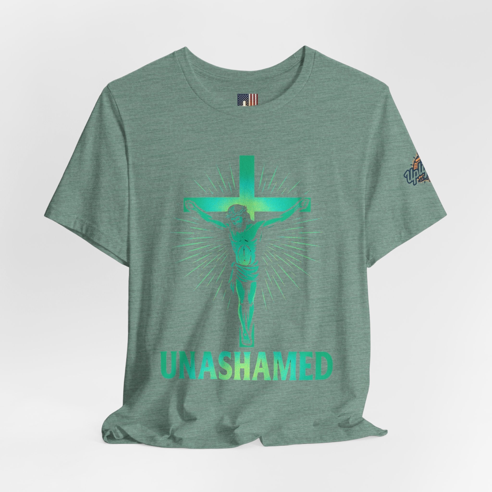 Unashamed T-shirt – Romans 1:16 Crucifixion Christian t-shirt for Bold Unwavering Faith Printify