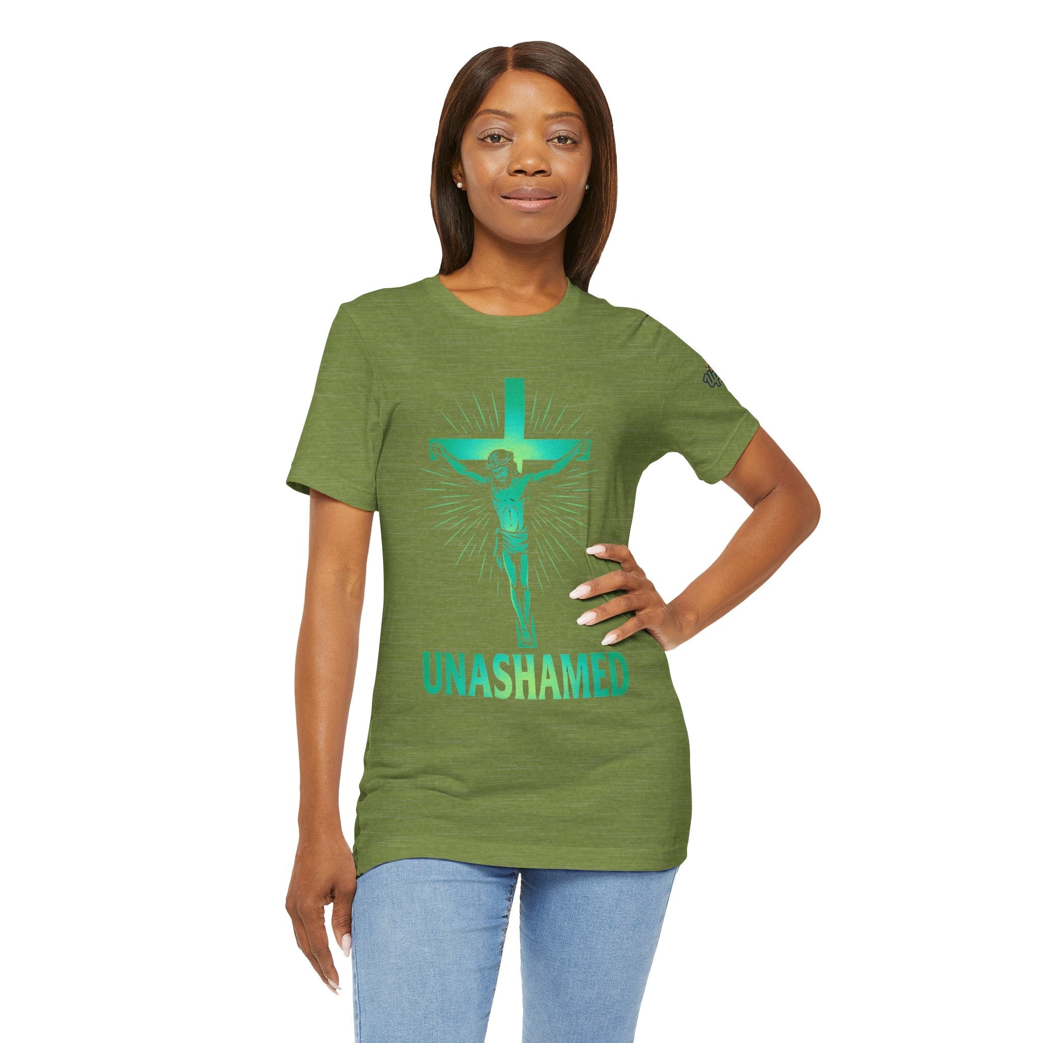 Unashamed T-shirt – Romans 1:16 Crucifixion Christian t-shirt for Bold Unwavering Faith Printify