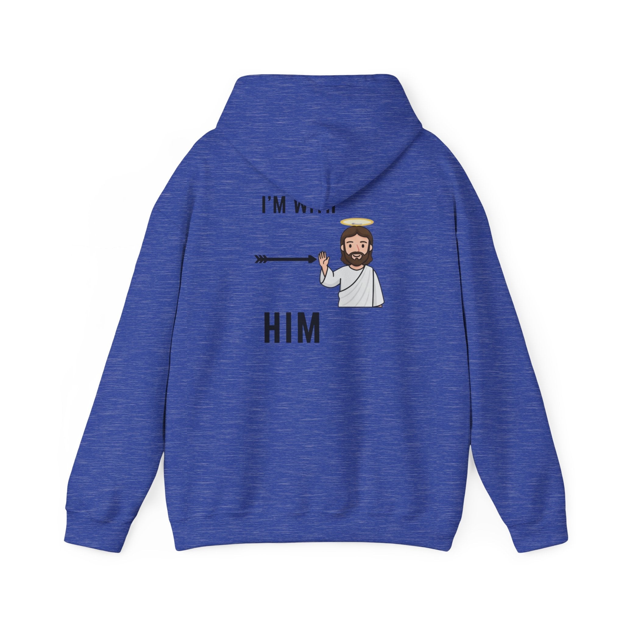 🔥 I’m With Him → Christian Hoodie | Arrow Pointing to Jesus | Minimalist Faith Tee | Subtle Cross Design | Bible-Inspired Apparel by Uplifted Gear Printify