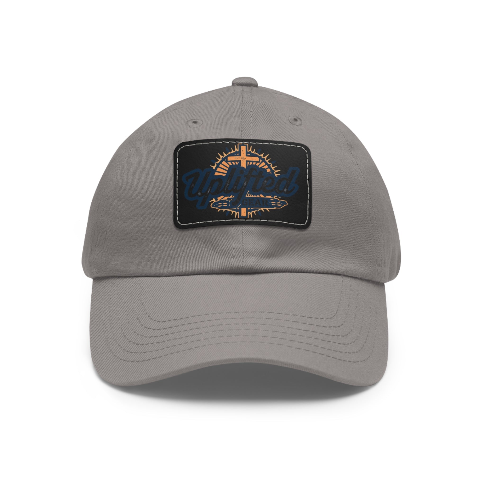 Uplifted Gear Leather Patch Dad Hat — Vintage Aviation Logo Cap Printify