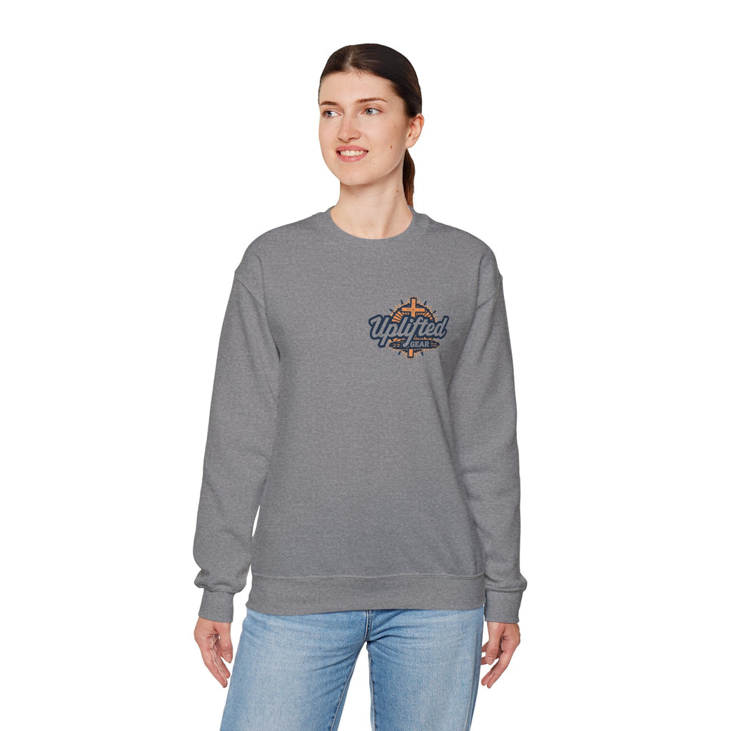Walk by Faith, Not by Sight Sweatshirt – Moonlit Footprints Christian Sweatshirt for Cozy Nights Printify