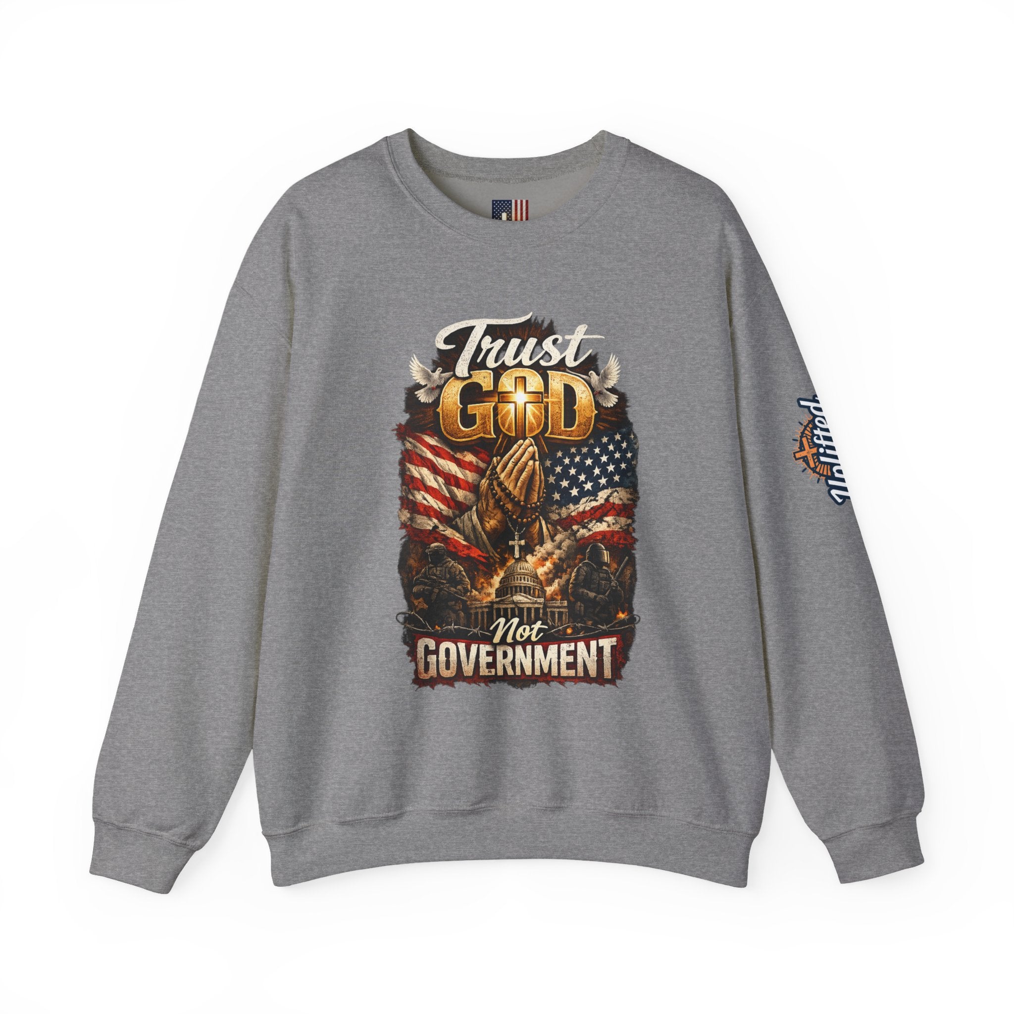 Trust God Not Government Sweatshirt — Vintage Patriotic Christian Sweatshirt Printify