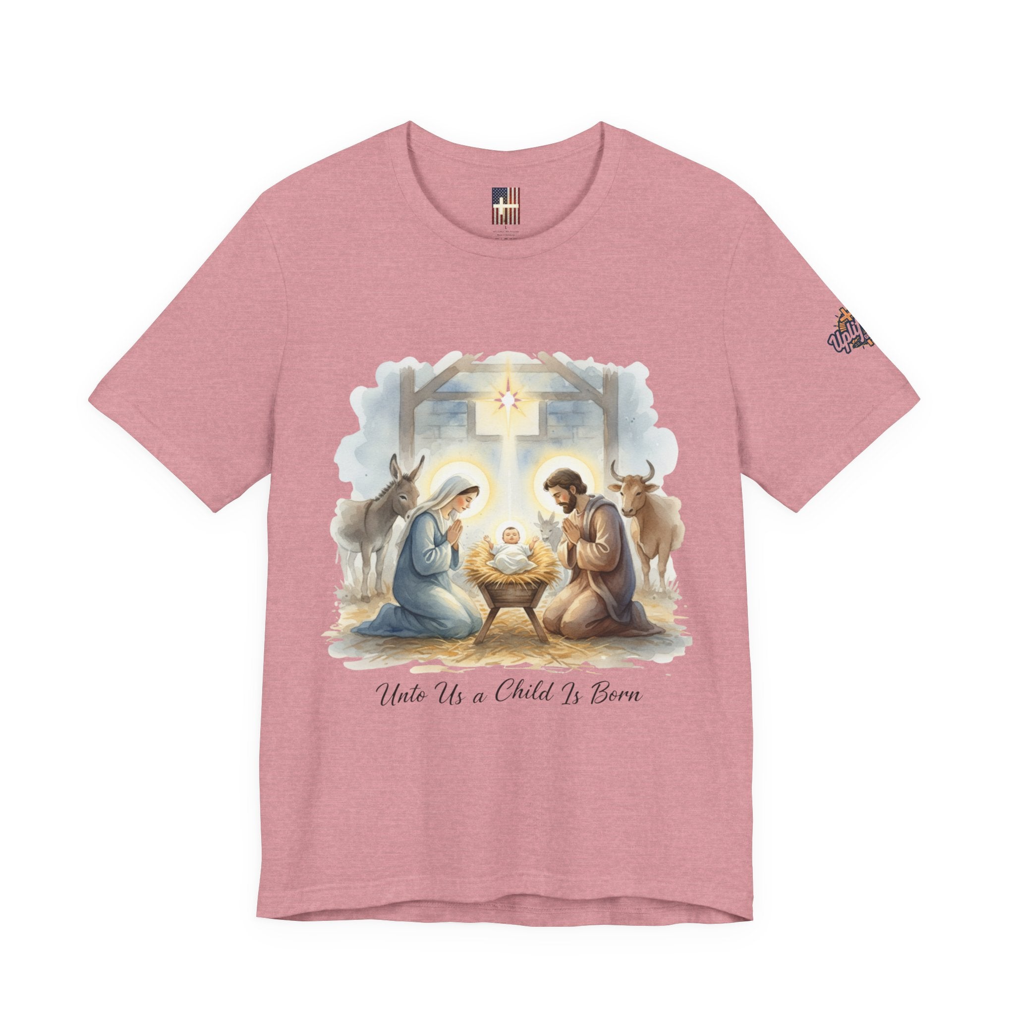 Unto Us a Child is Born T-shirt – Isaiah 9:6 Nativity Manger Scene Christian Christmas T-shirt for Holy Night Faith Printify