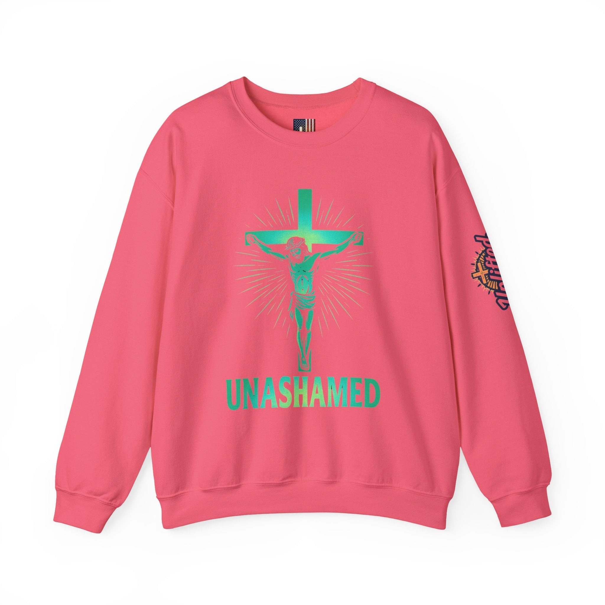 Unashamed Sweatshirt – Romans 1:16 Crucifixion Christian Sweatshirt for Bold Unwavering Faith Printify