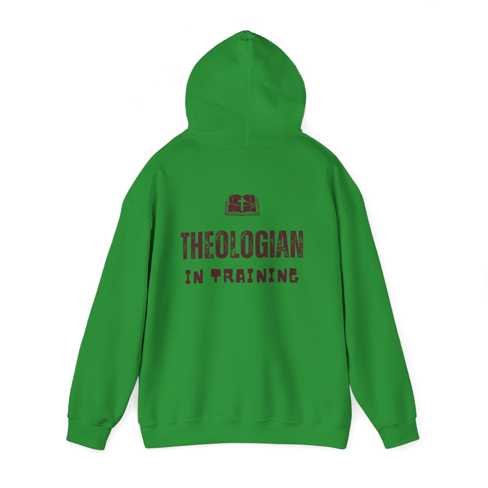 Theologian in Training Hoodie – Open Bible & Cross Christian Hoodie for Faithful Growth Printify
