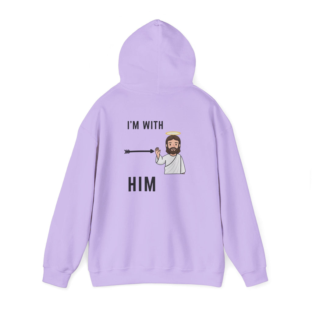 🔥 I’m With Him → Christian Hoodie | Arrow Pointing to Jesus | Minimalist Faith Tee | Subtle Cross Design | Bible-Inspired Apparel by Uplifted Gear Printify