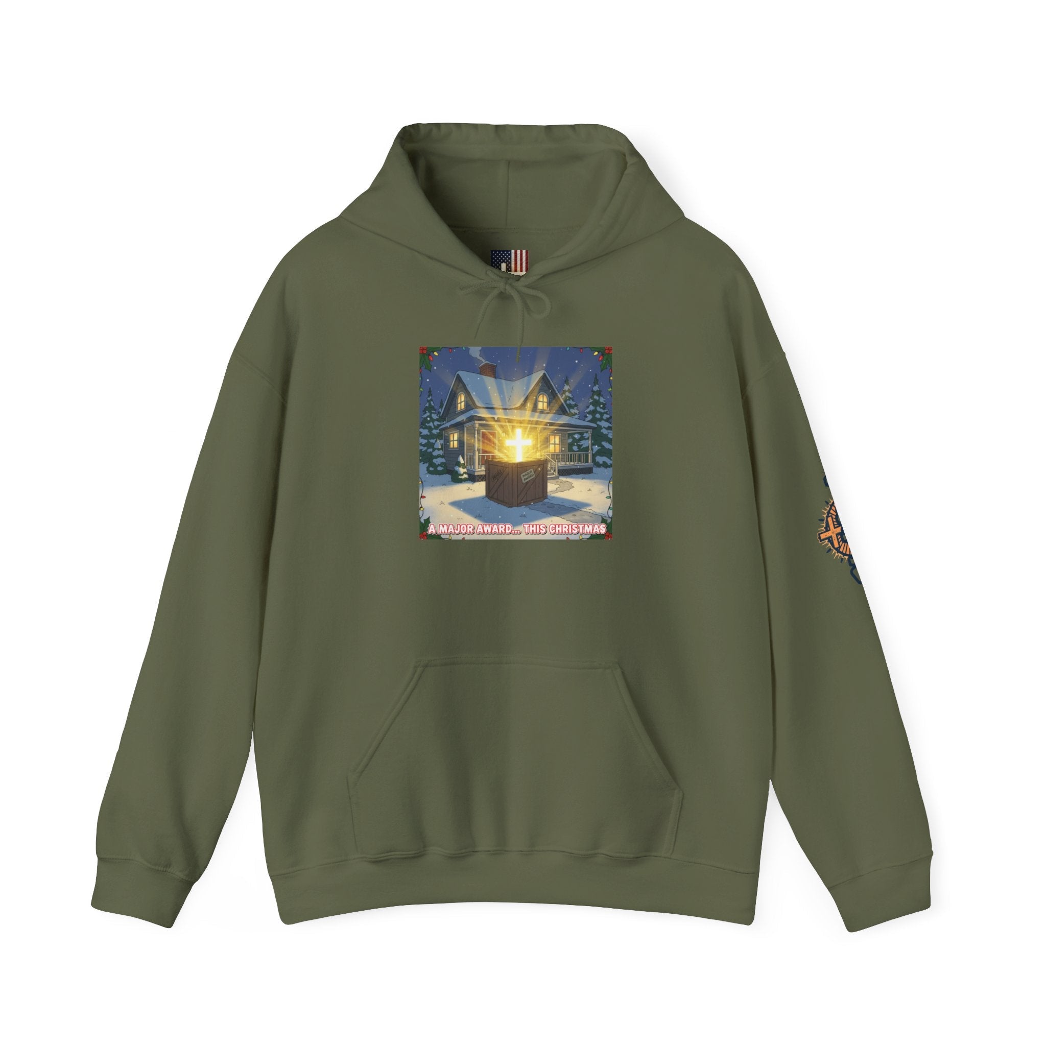 A Major Award This Christmas Hoodie – Fragile Leg Lamp Parody Cross Unboxing Christian Sweatshirt for Hilarious Faith & Holiday Glow Printify