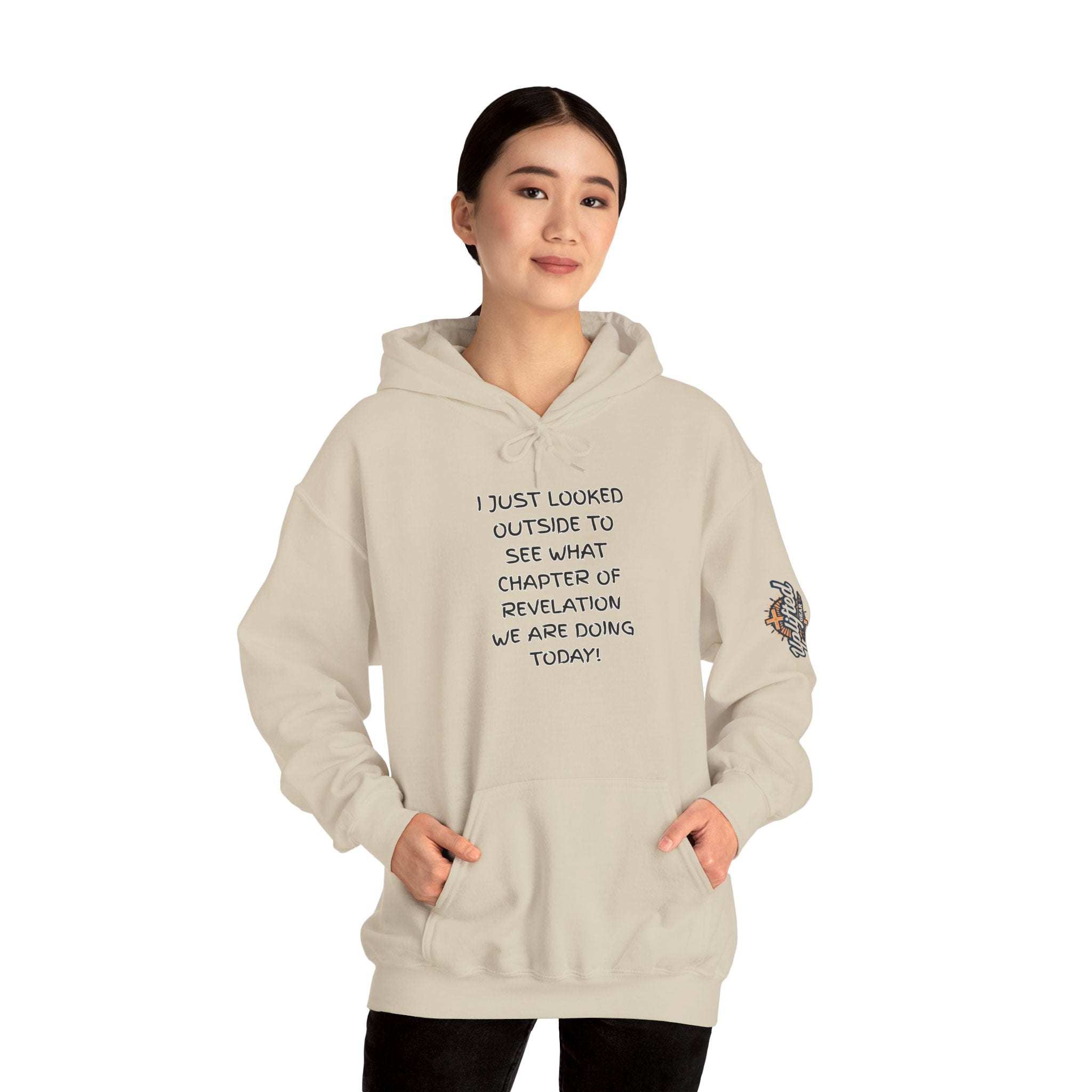 What Chapter of Revelation Hoodie – I Looked Outside My Window Christian Sweatshirt for End Times Humor & Faith Printify