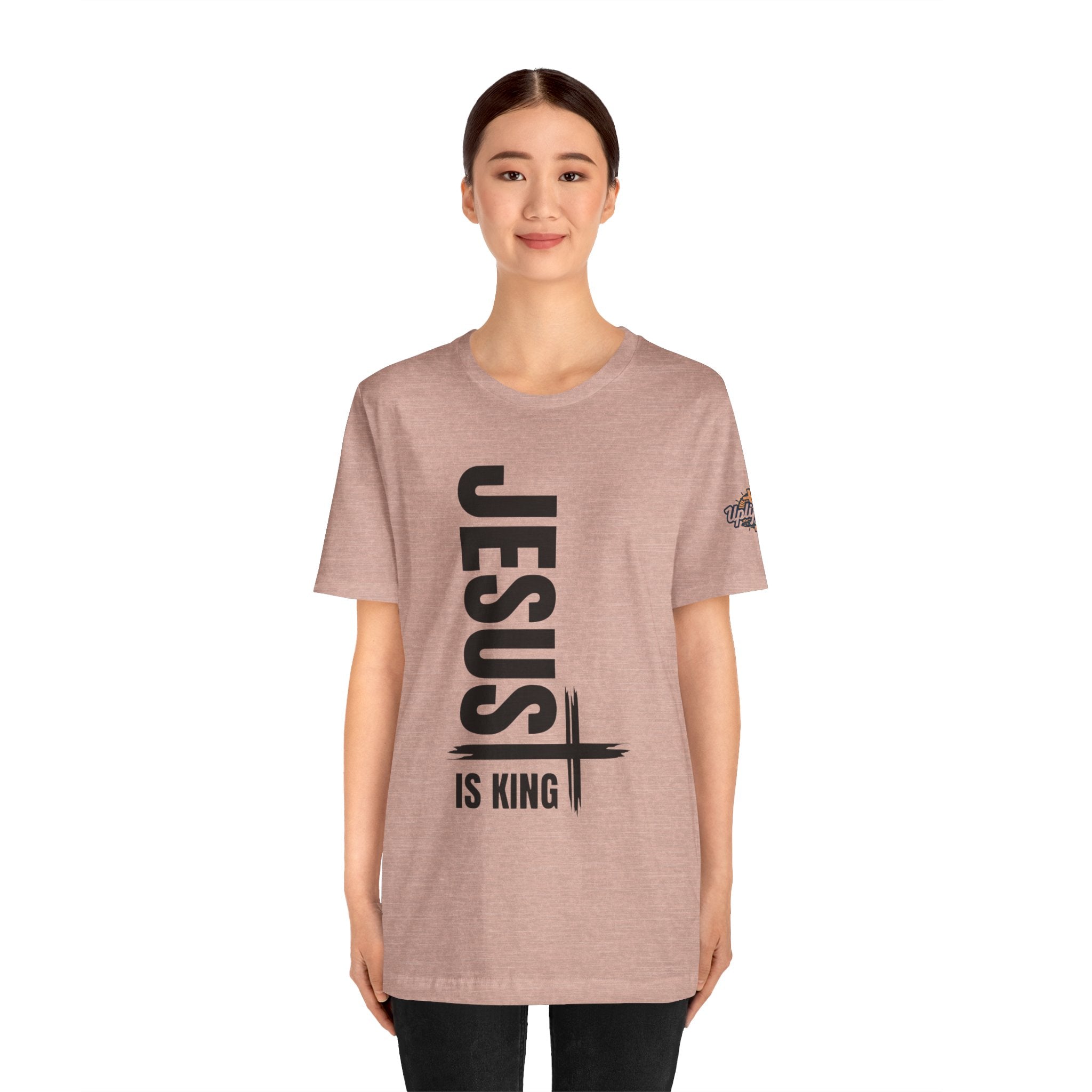 Jesus Is King T-shirt | Modern Typographic Cross Christian T-shirt Printify