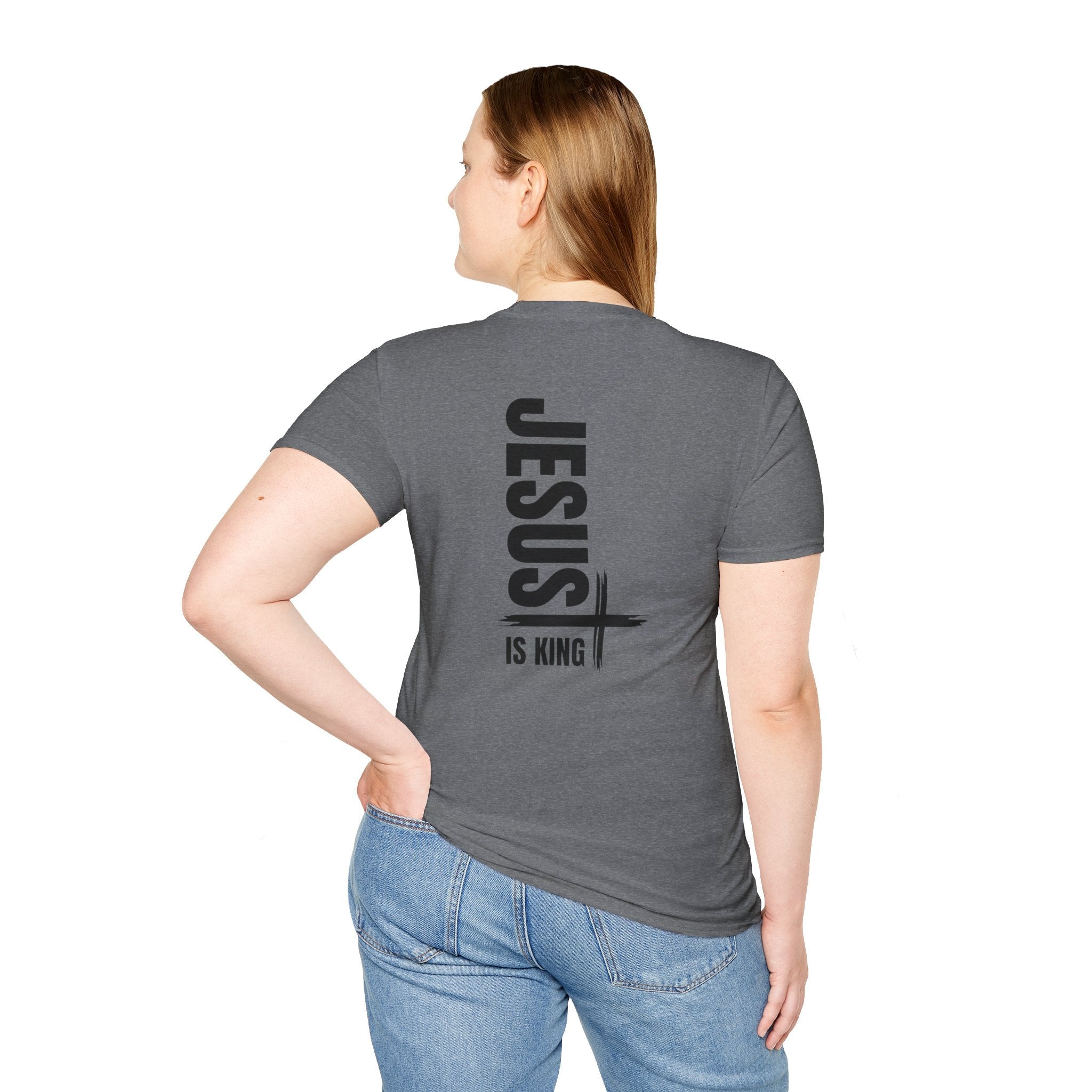 Jesus Is King T-shirt | Modern Typographic Cross Christian T-shirt Printify