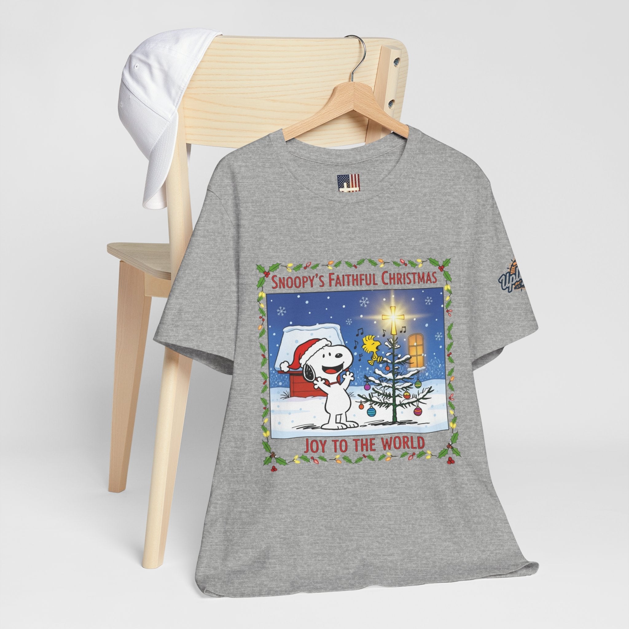 🎄 Faithful Christmas Friends – Christian Holiday T-Shirt | Festive Tree & Cartoon Duo | Heartwarming Christmas Tee by Uplifted Gear Printify
