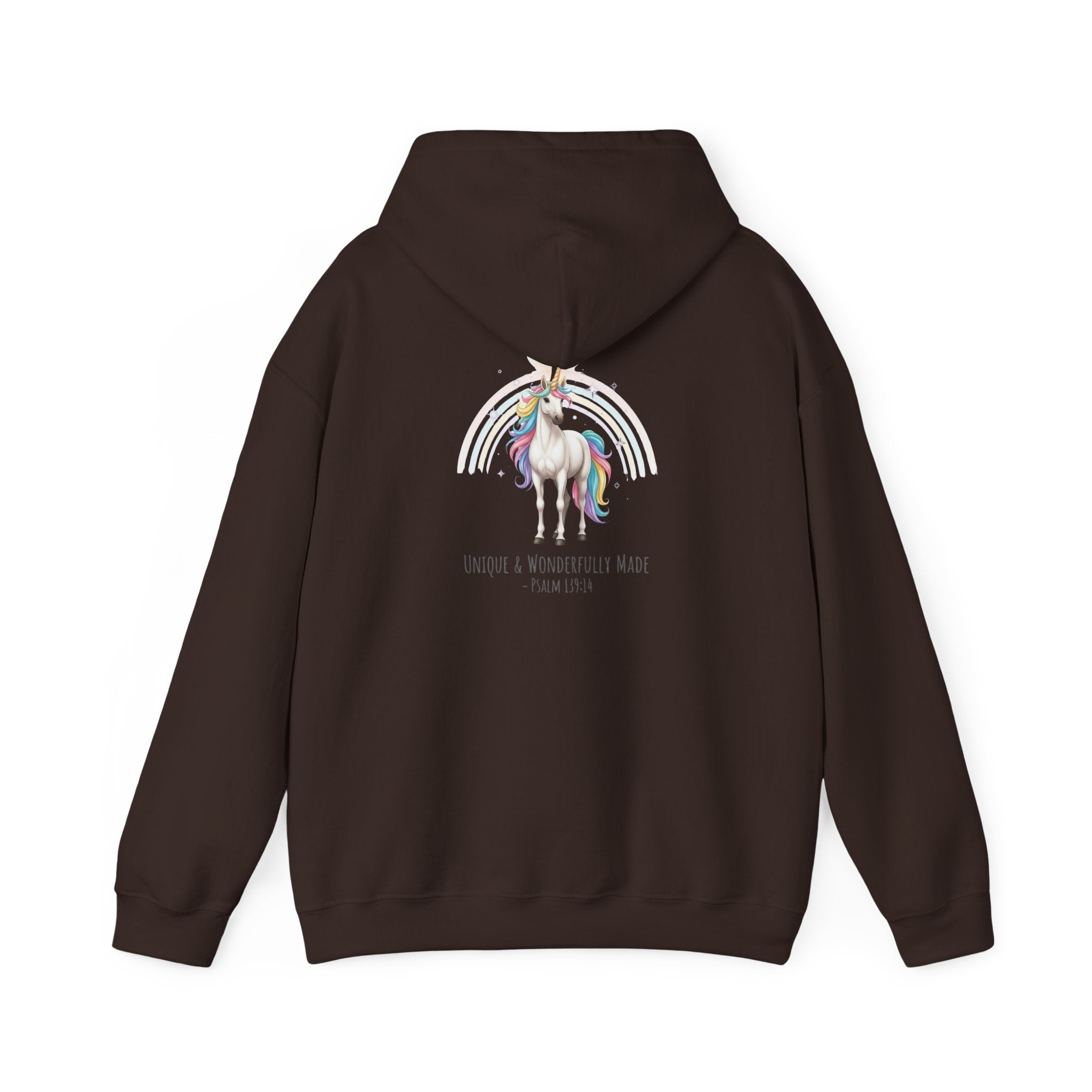 Unique Unicorn Hoodie – Rainbow Cross Psalm 139:14 Christian Hoodie for Wonderfully Made Printify