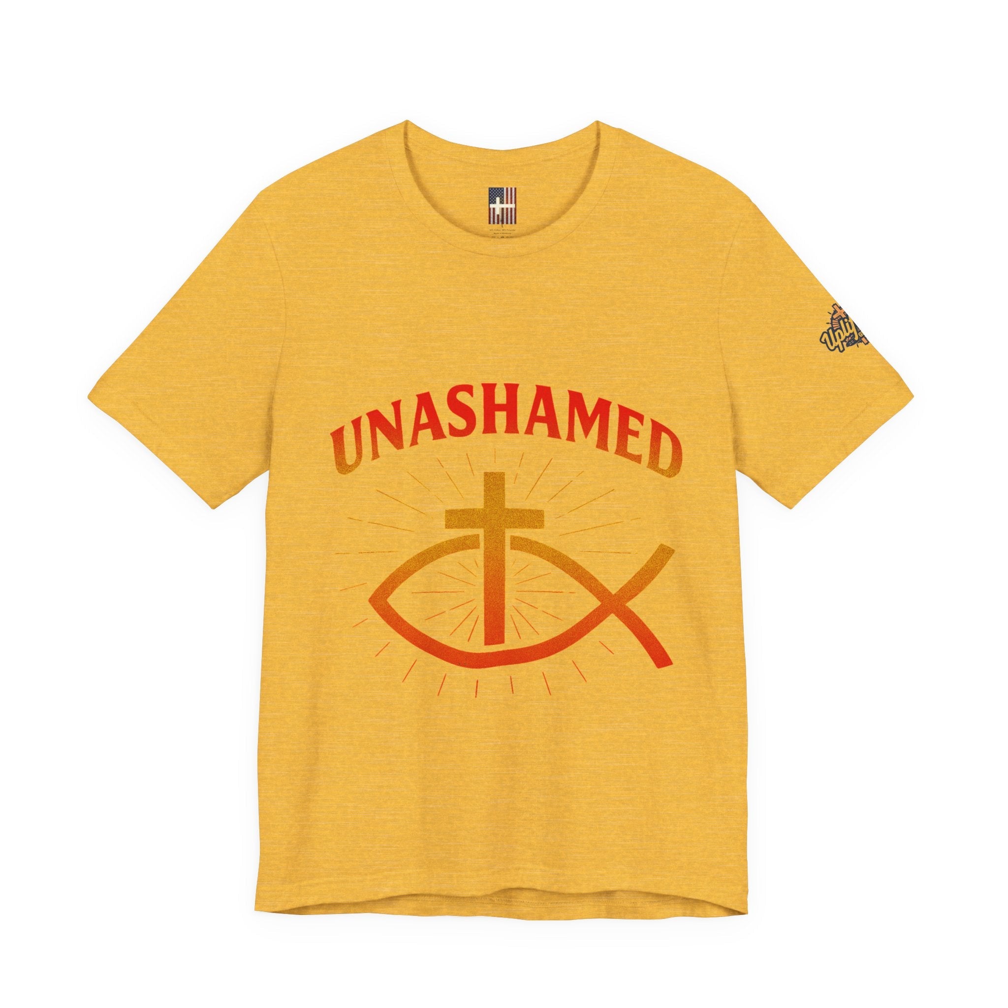 Unashamed T-shirt – Ichthys Jesus Fish & Cross Christian T-shirt for Romans 1:16 Bold Faith Printify