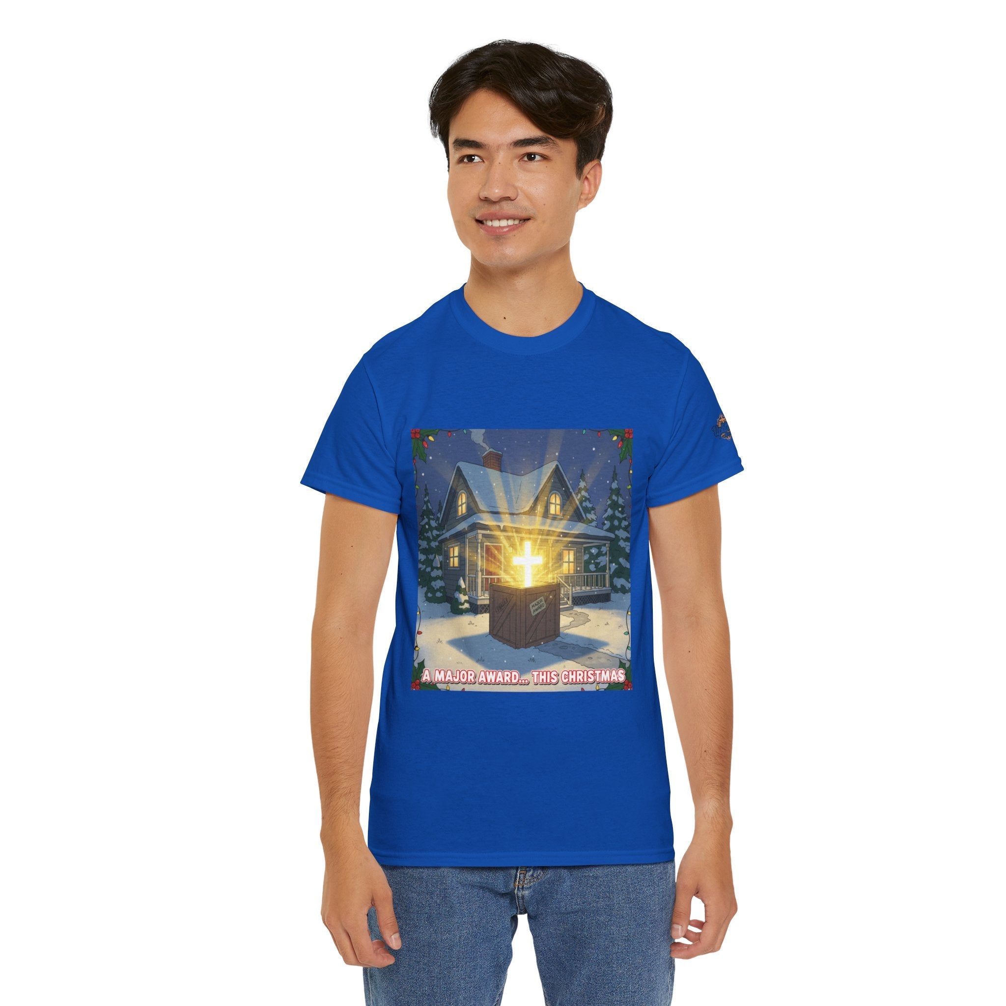 A Major Award This Christmas T-shirt – Fragile Leg Lamp Parody Cross Unboxing Christian T-shirt for Hilarious Faith & Holiday Glow Printify