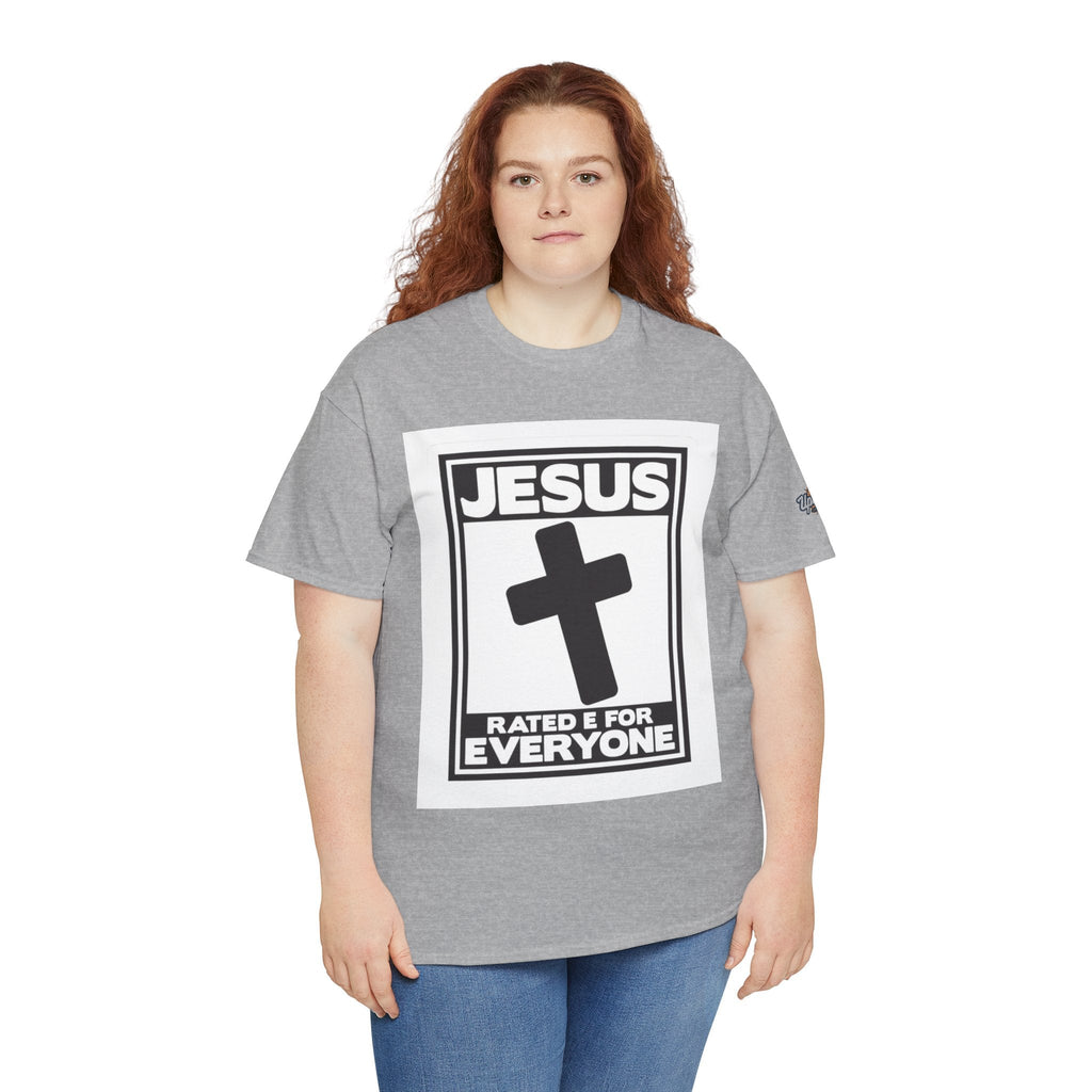 Jesus, Rated E for Everyone T-shirt - Gamer Faith T-shirt - Christian Video Game Parody Printify