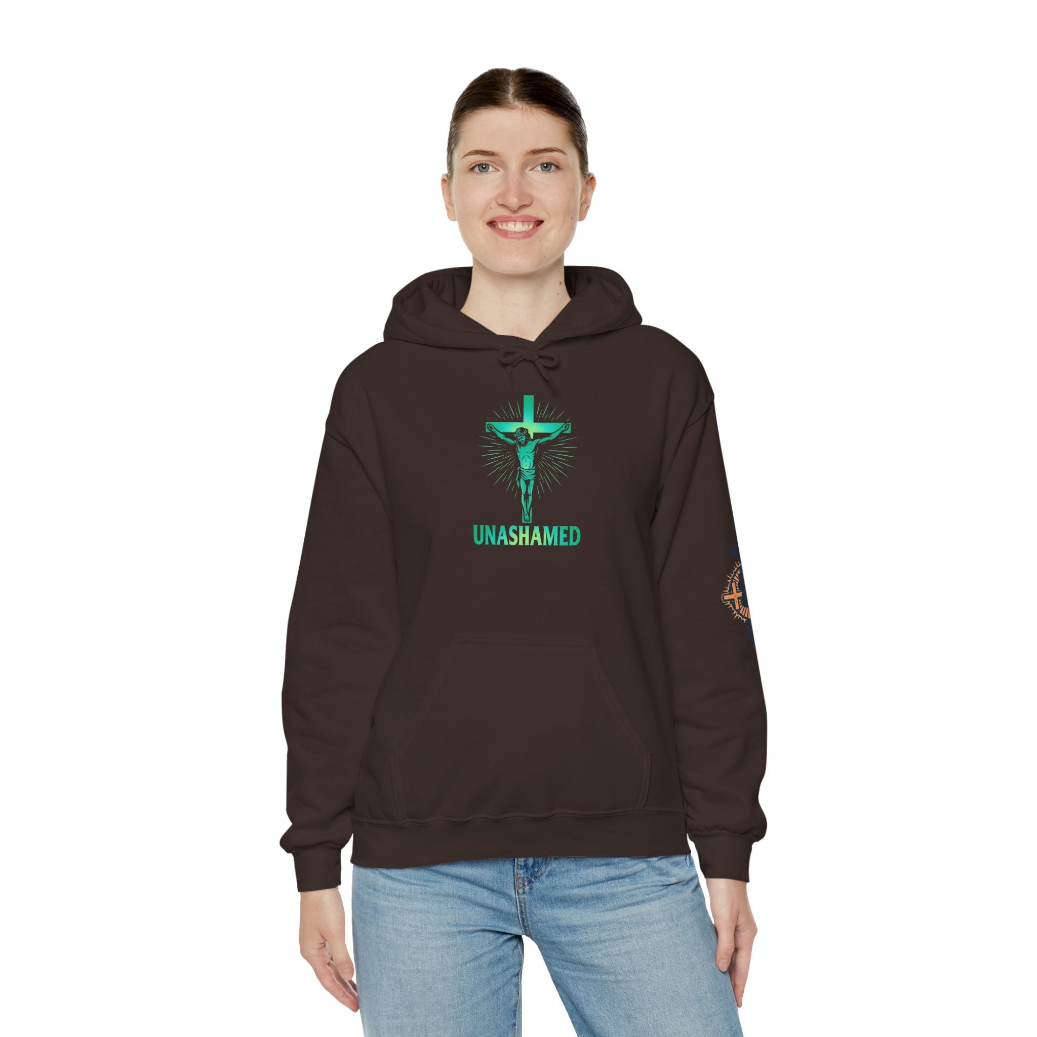 Unashamed Hoodie – Romans 1:16 Crucifixion Christian Hoodie for Bold Unwavering Faith Printify